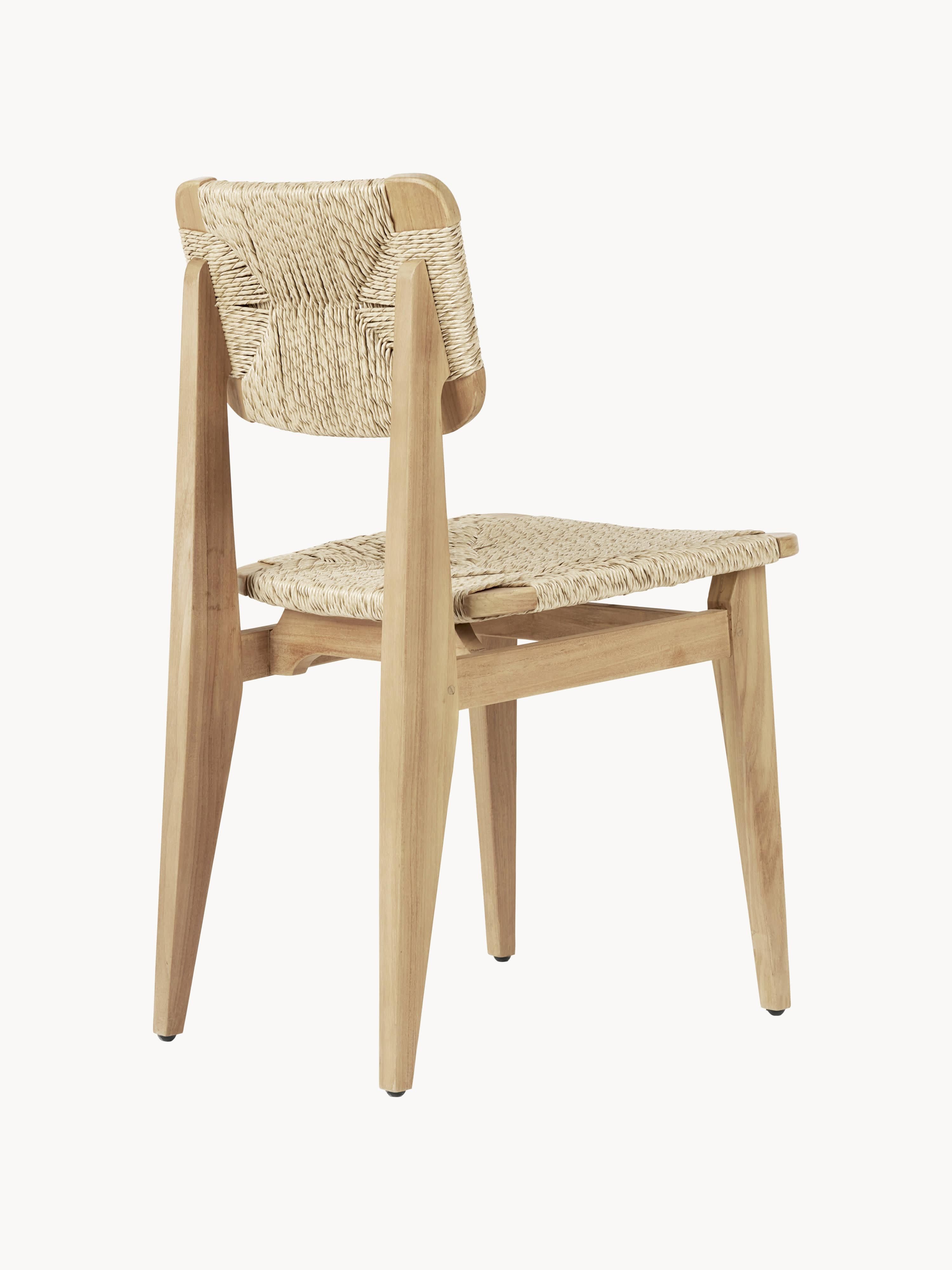 C-Chair Teak Wood Garden Dining Chair with Woven Seat and Backrest