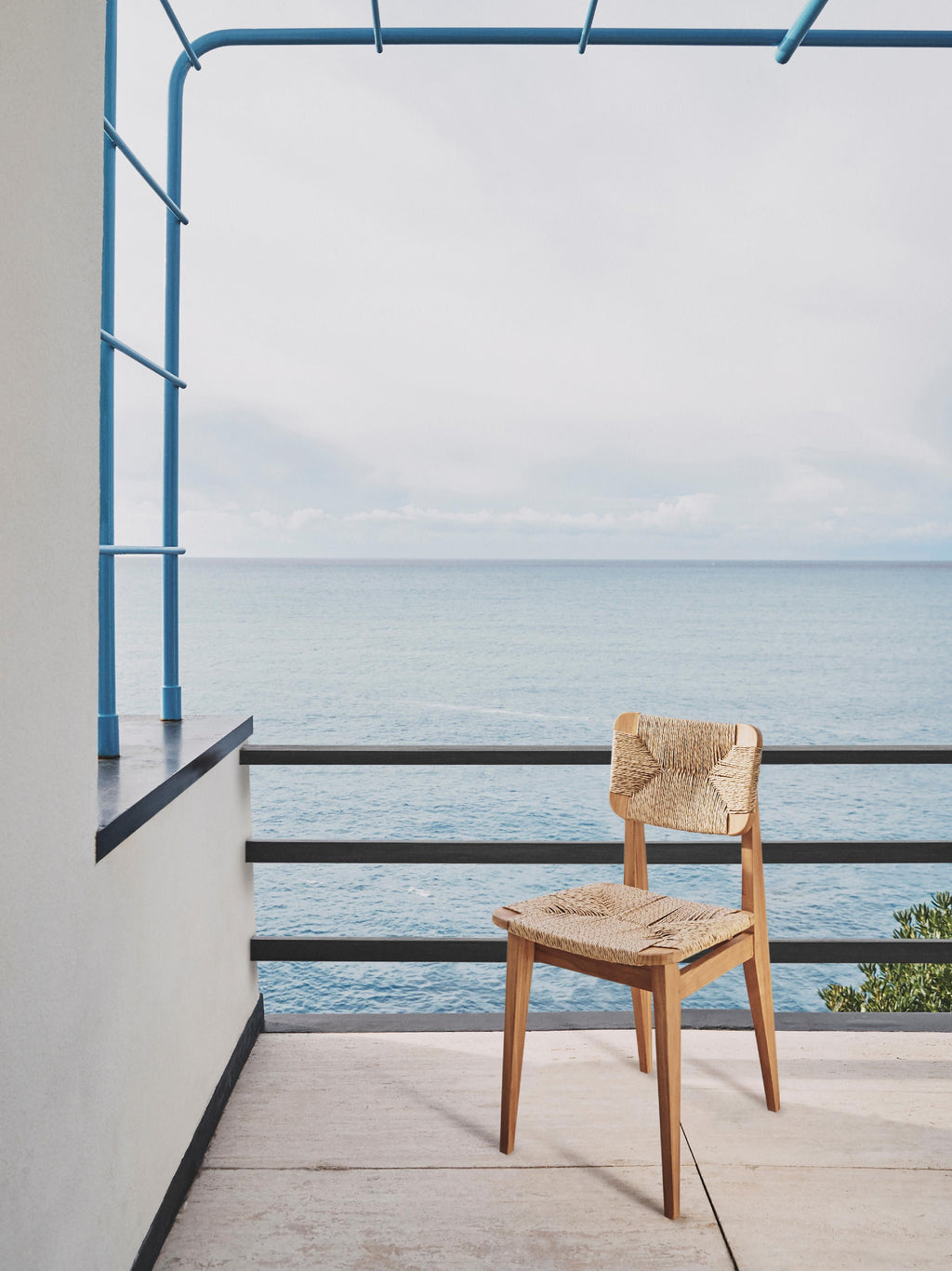 C-Chair Teak Wood Garden Dining Chair with Woven Seat and Backrest