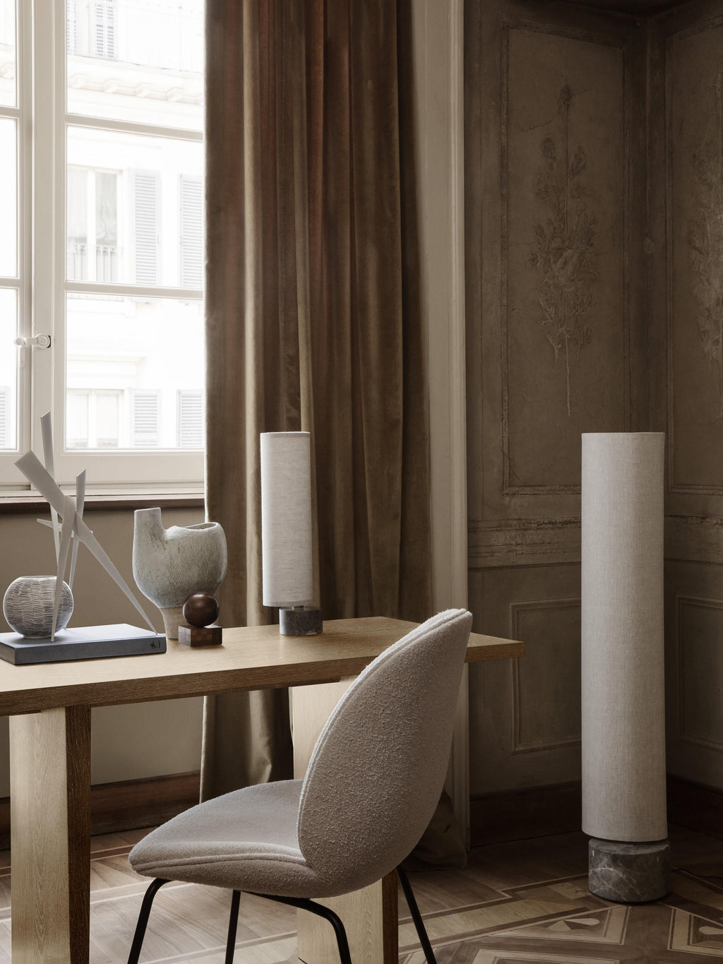 Unbound Dimmable LED Floor Lamp with Marble Base, Various Sizes