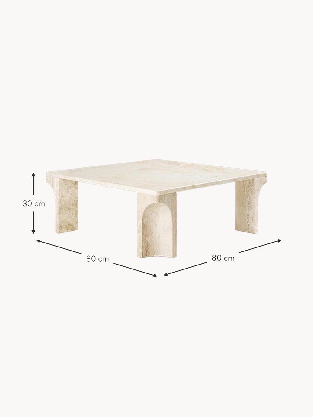 Doric Travertine Coffee Table, W 80 cm