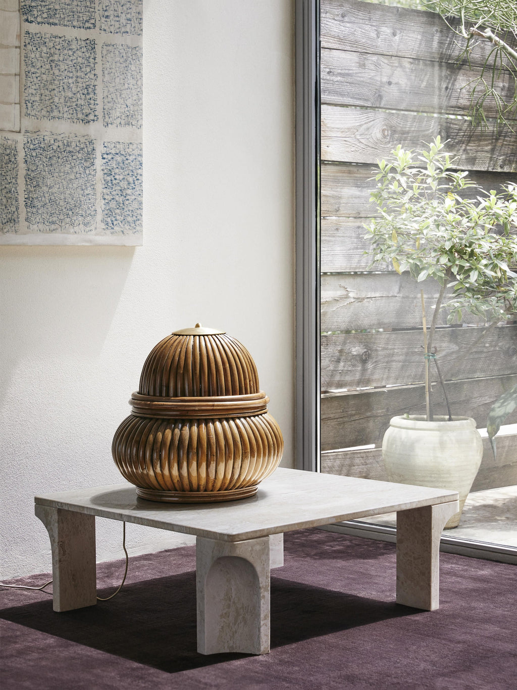 Doric Travertine Coffee Table, W 80 cm