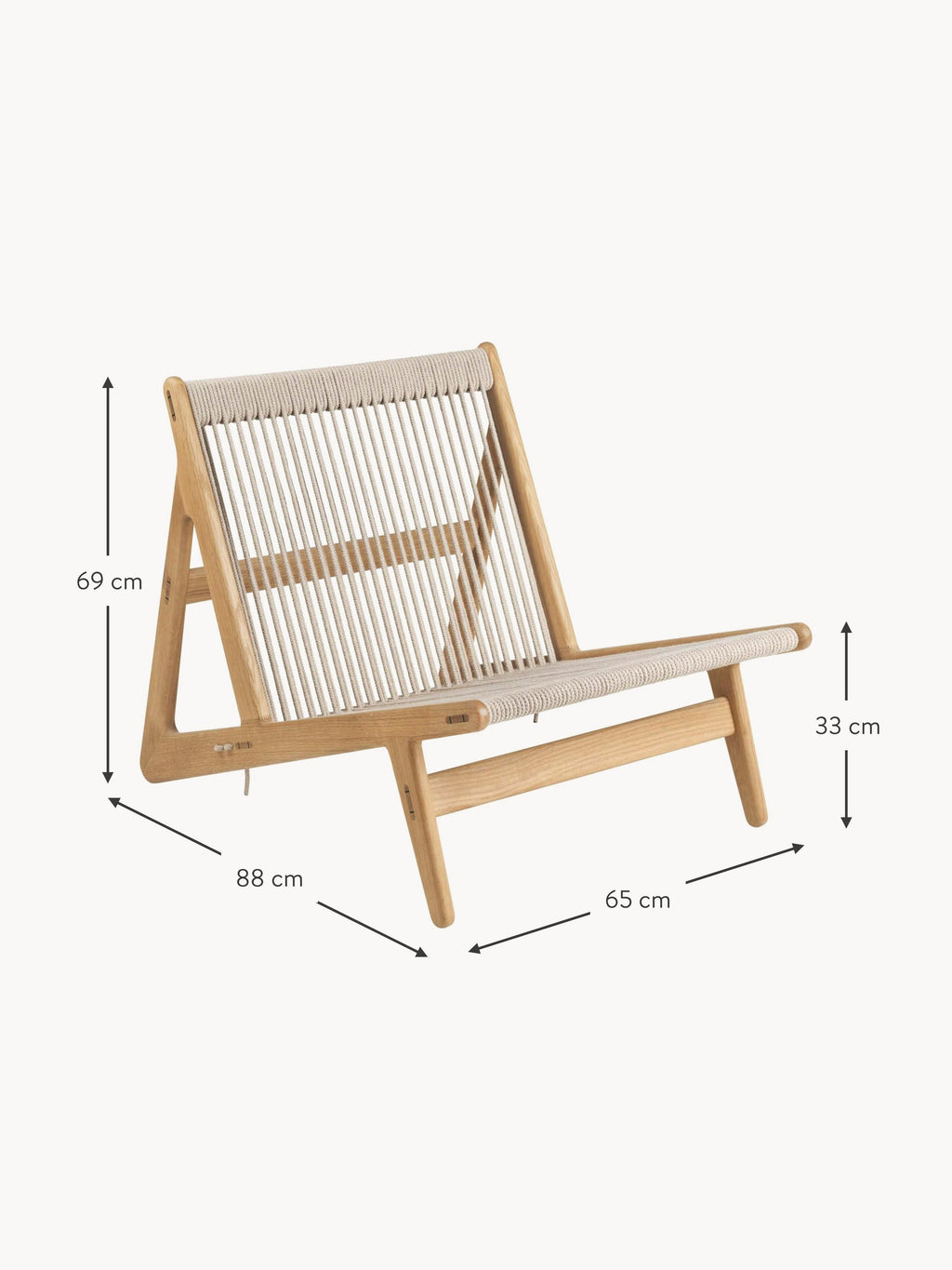 Initial Handmade Oak Wood Lounge Chair MR01 with Seat Cushion