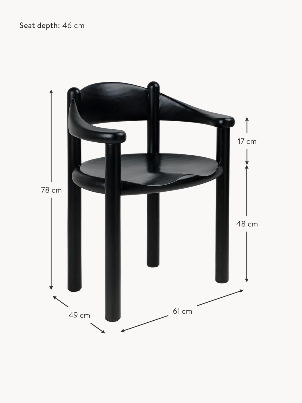 Daumiller Pine Wood Dining Chair with Armrests