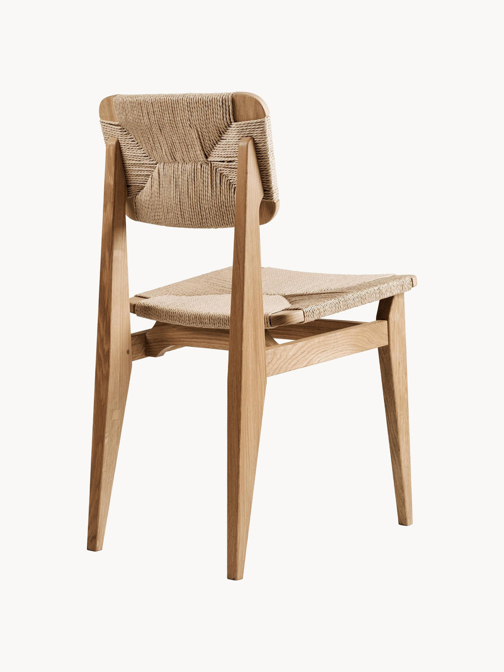 C-Chair Oak Wood Dining Chair with Woven Seat Surface