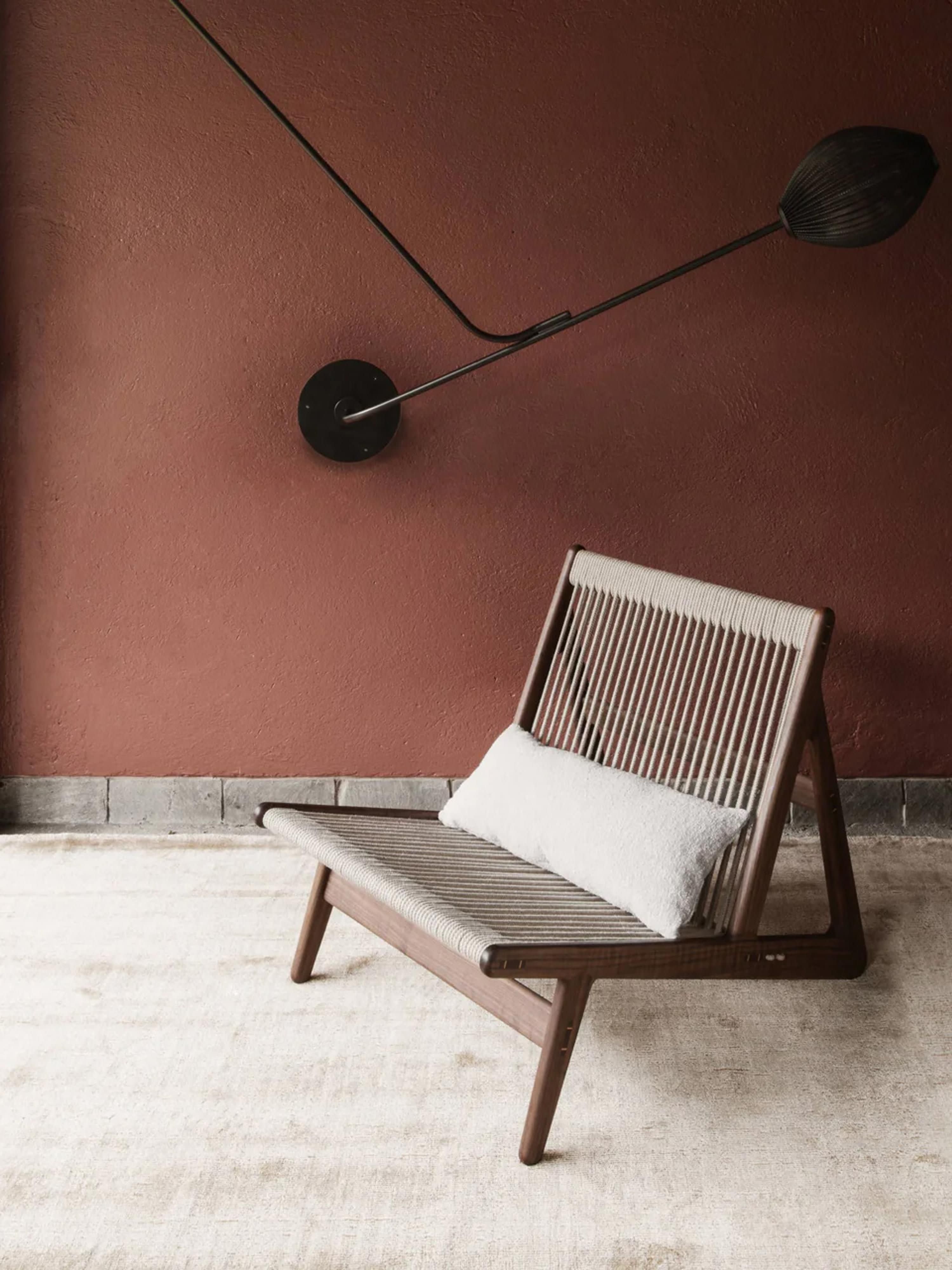 Initial Handmade Walnut Wood Lounge Chair MR01 with Seat Cushion