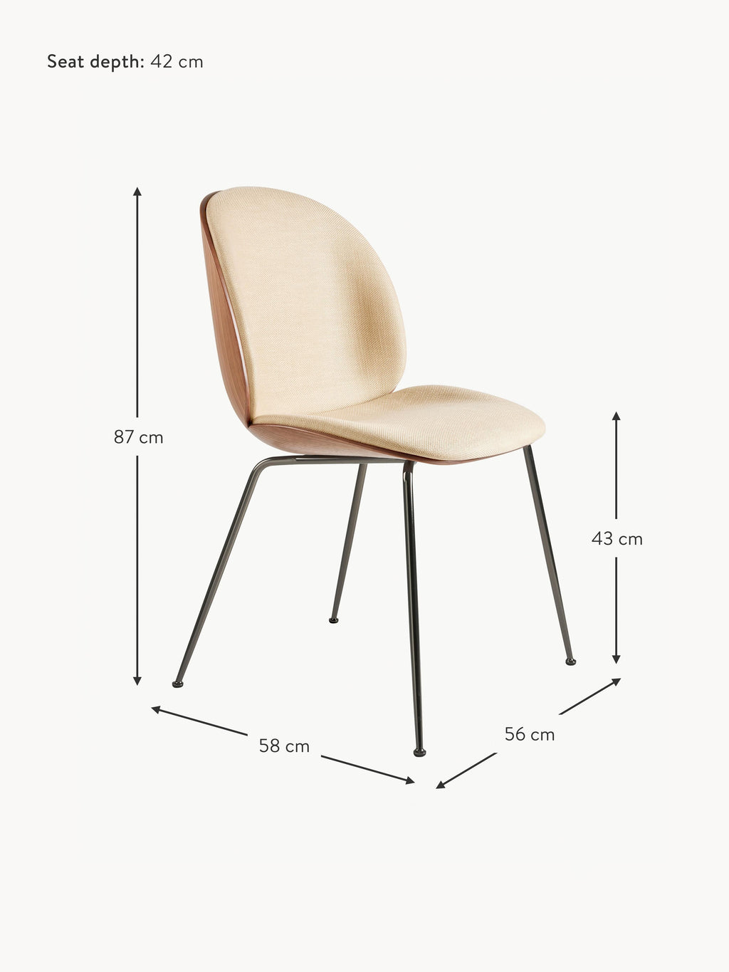 Beetle Upholstered Chair with Seat Shell