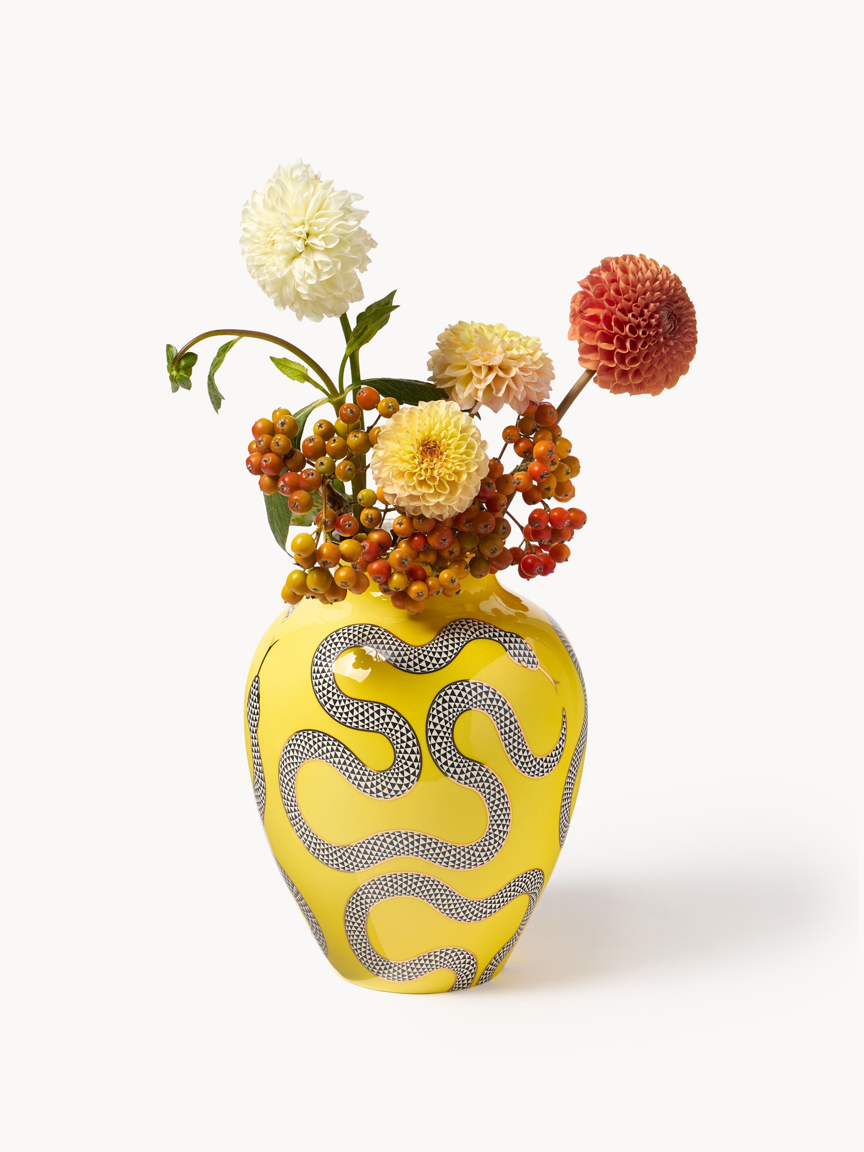Eden Porcelain Vase with Gold Accents, H 27 cm