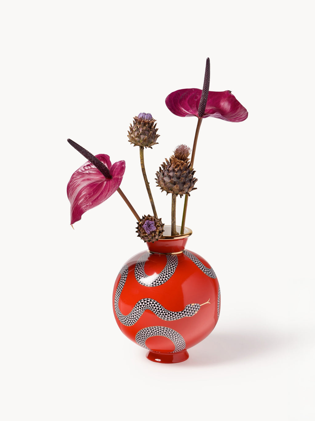 Eden Porcelain Vase with Gold Accents, H 23 cm