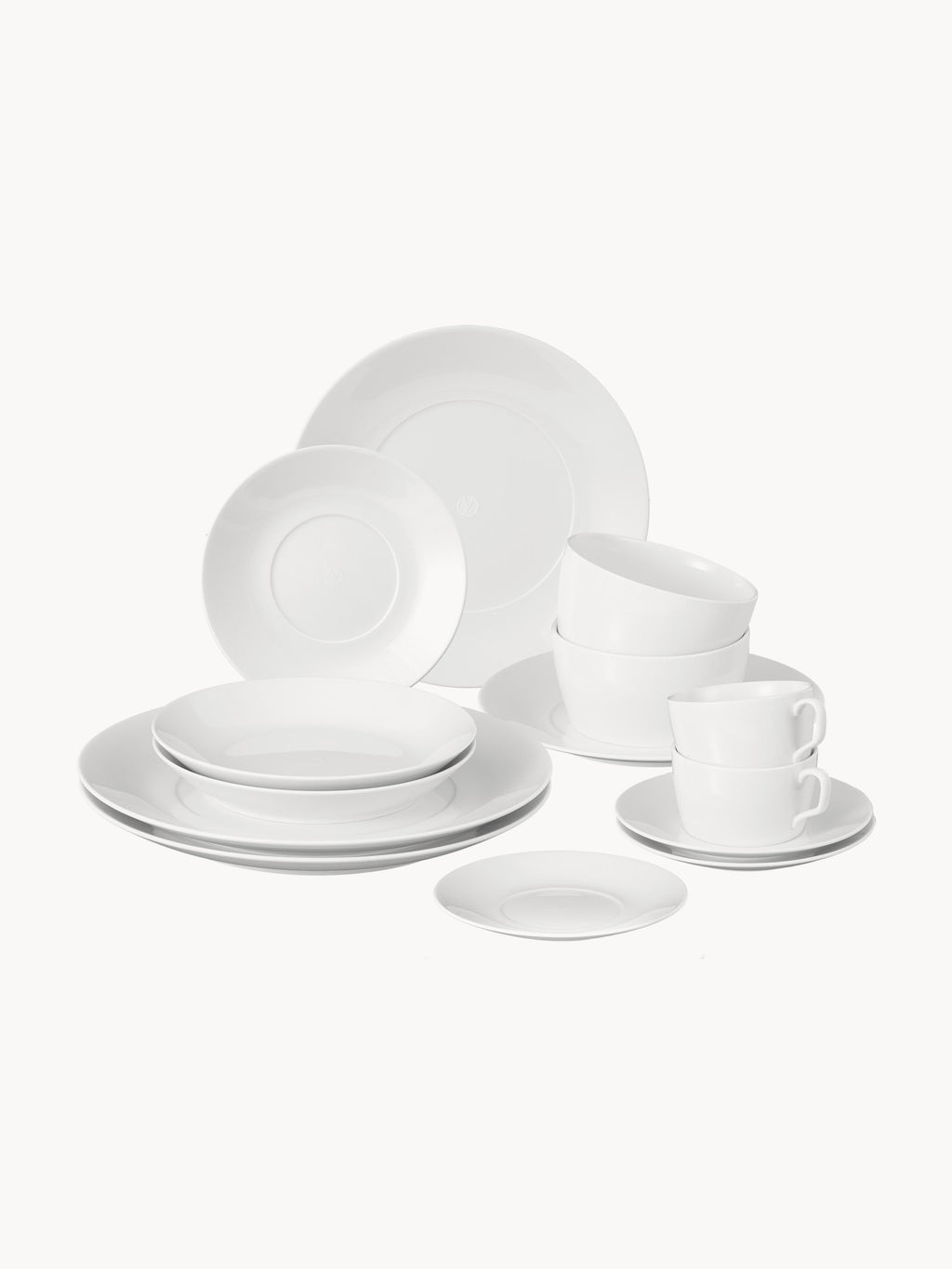 Cosmopolitan Handmade Porcelain Tableware Set, 2 People, Set of 14