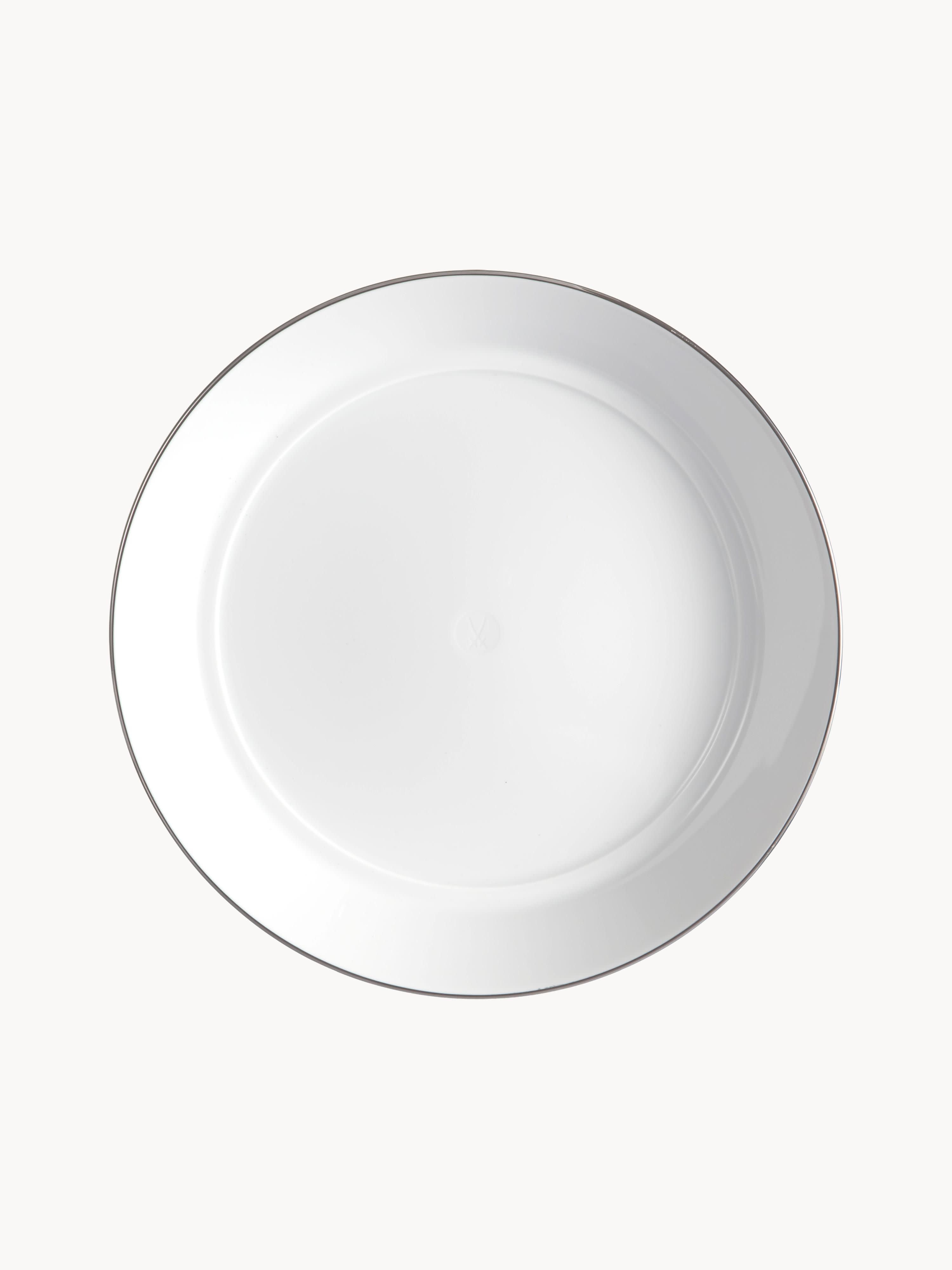 Gallery image 1 - Handmade Porcelain Pasta Plates Vitruv with Platinum Rim, Set of 2