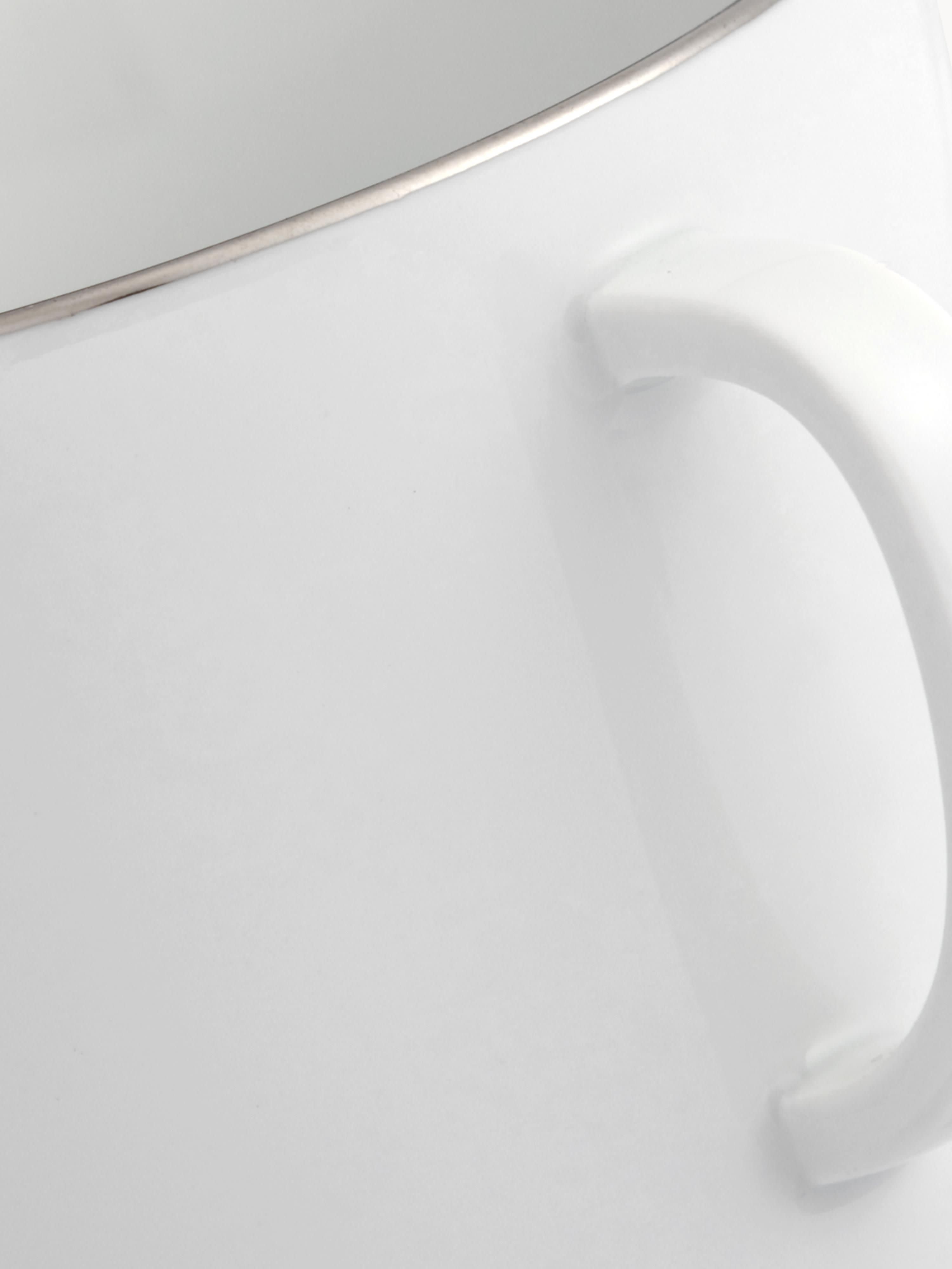 Handmade Porcelain Vitruv Mugs with Platinum Rim, Set of 2
