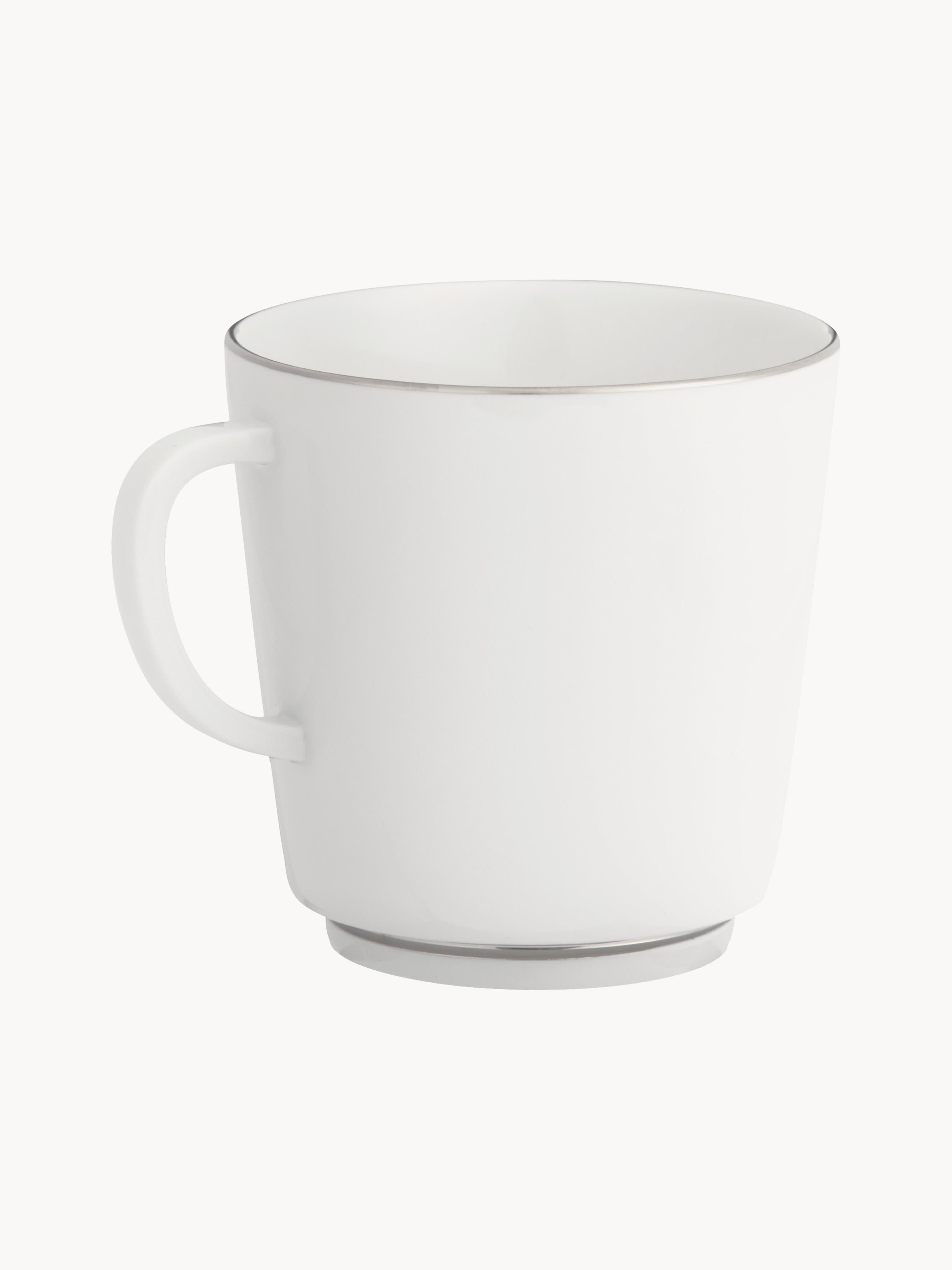 Handmade Porcelain Vitruv Mugs with Platinum Rim, Set of 2