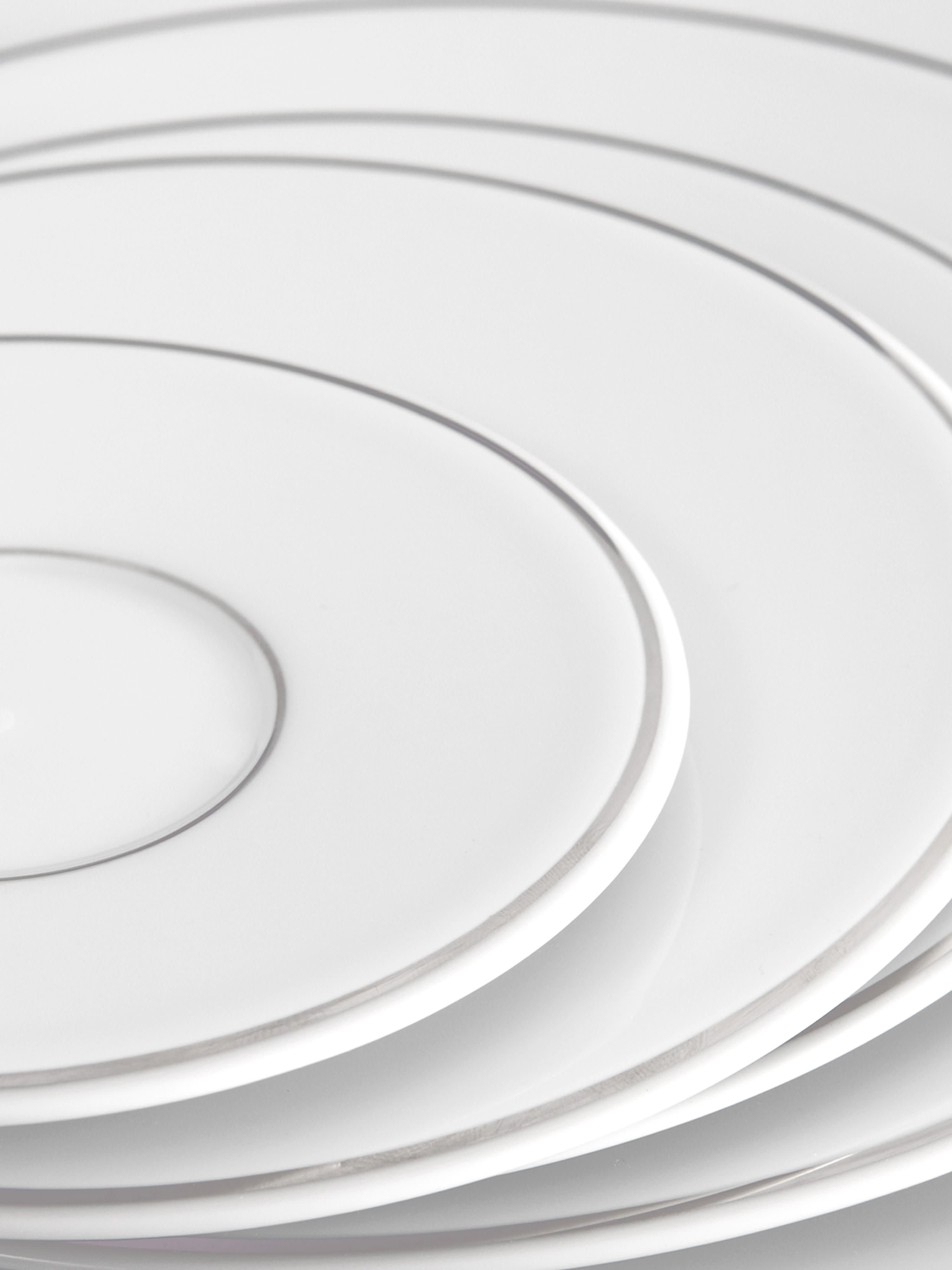 Vitruv Handmade Porcelain Dinner Plates with Platinum Rim, Set of 2