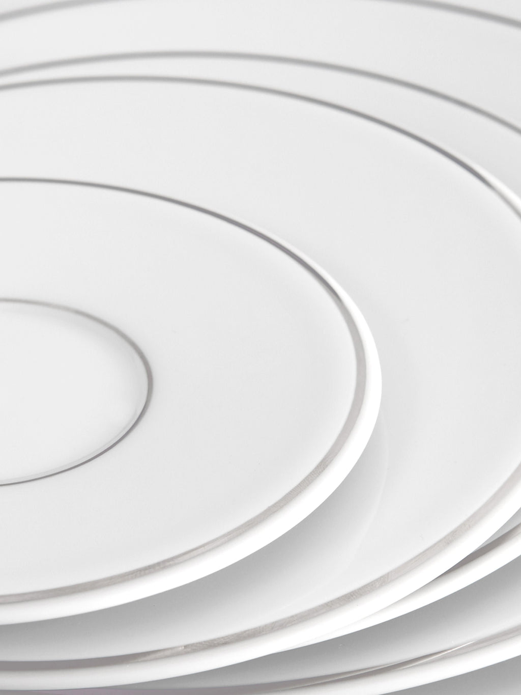 Vitruv Handmade Porcelain Tableware Set with Hand-Painted Platinum Rim, 2 People, Set of 14