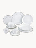 Gallery image 1 - Handmade Porcelain Tableware Set Vitruv with Hand-Painted Platinum Rim, 2 People, Set of 14