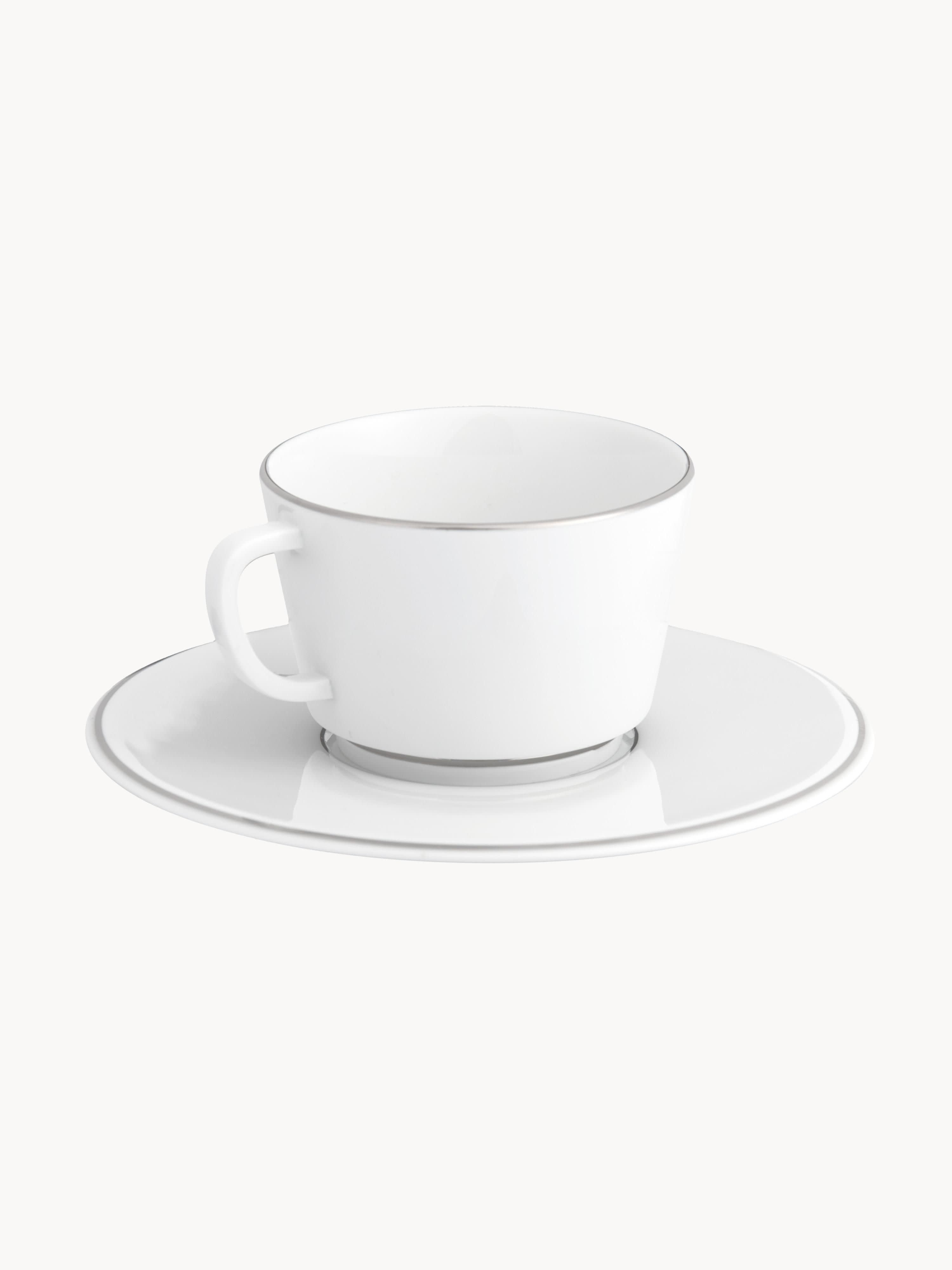 Handmade Porcelain Vitruv Coffee Cups with Saucers, Set of 2