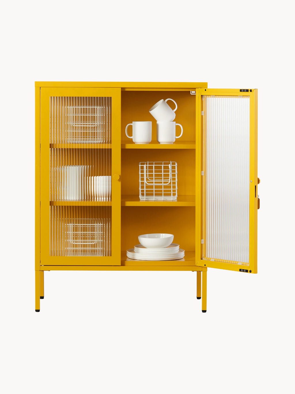 Mixer Metal Display Cabinet The with Ribbed Glass