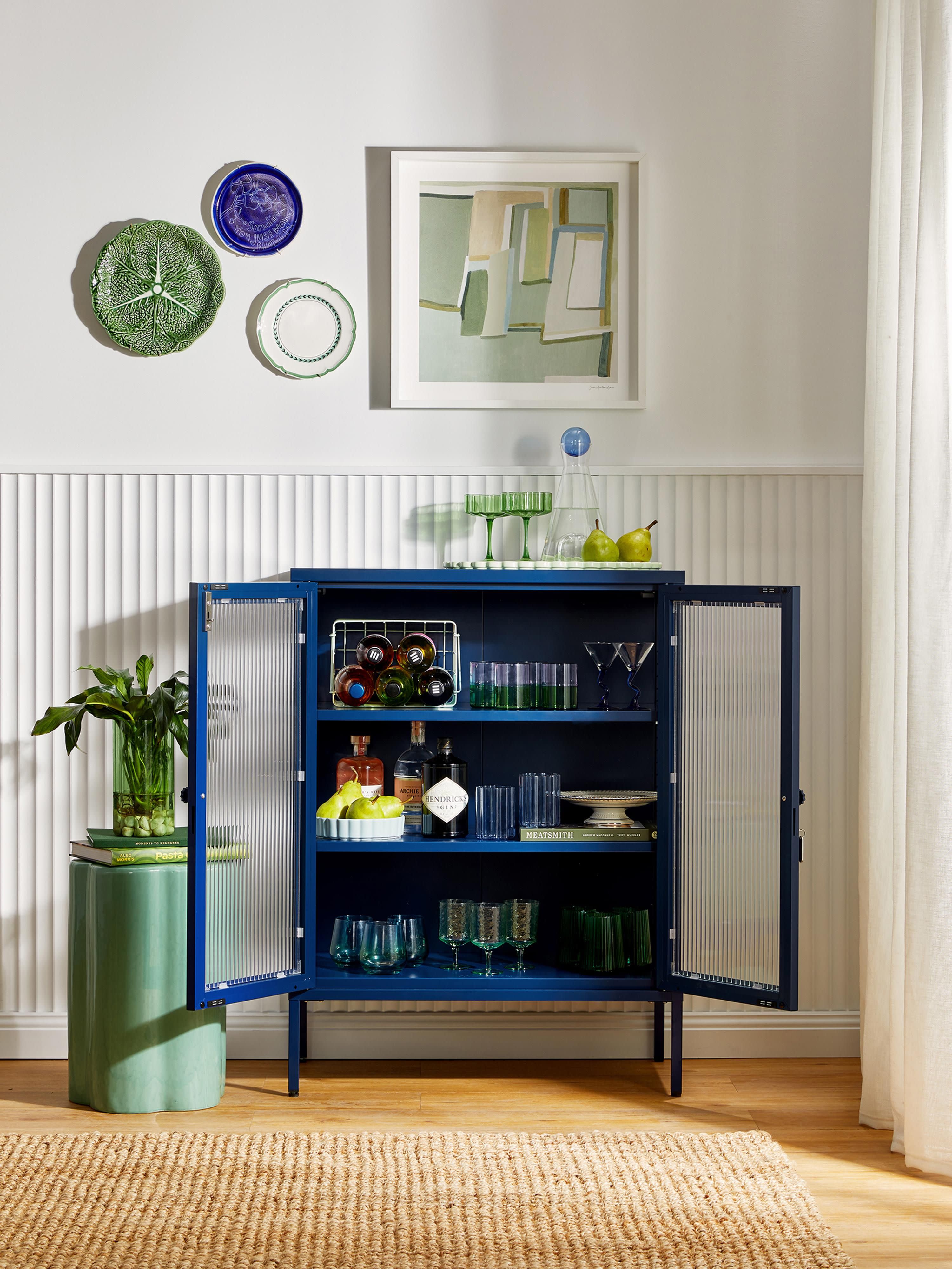 Mixer Metal Display Cabinet The with Ribbed Glass