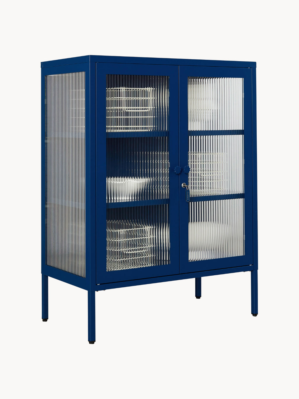 Mixer Metal Display Cabinet The with Ribbed Glass
