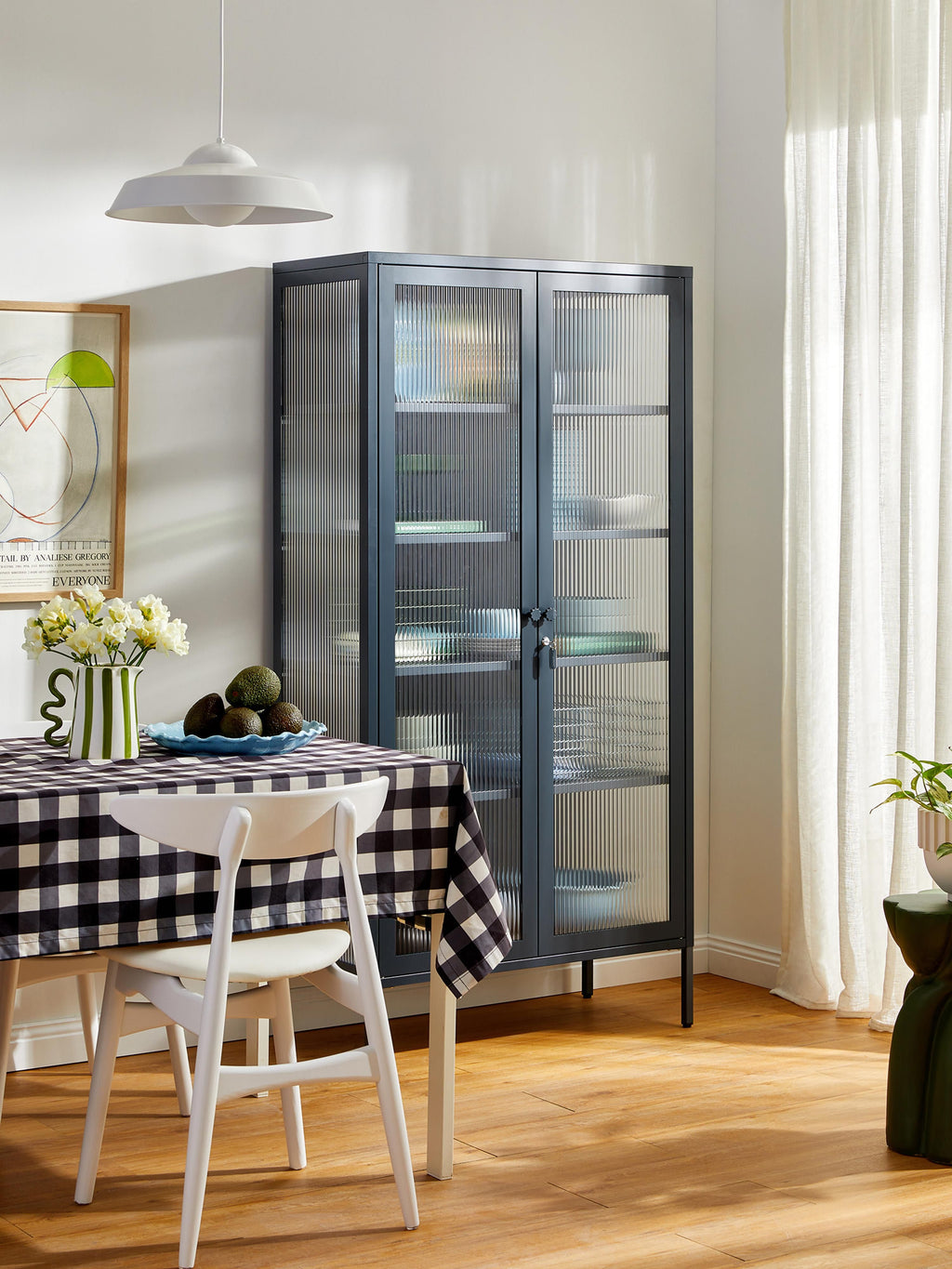 Collector Metal Display Cabinet The with Ribbed Glass