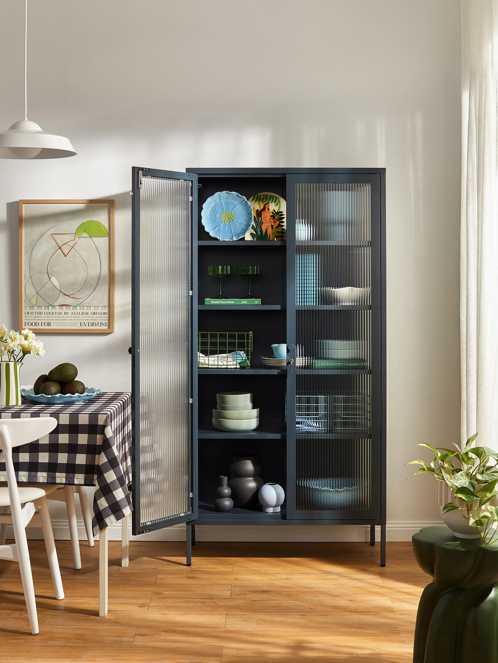 Collector Metal Display Cabinet The with Ribbed Glass