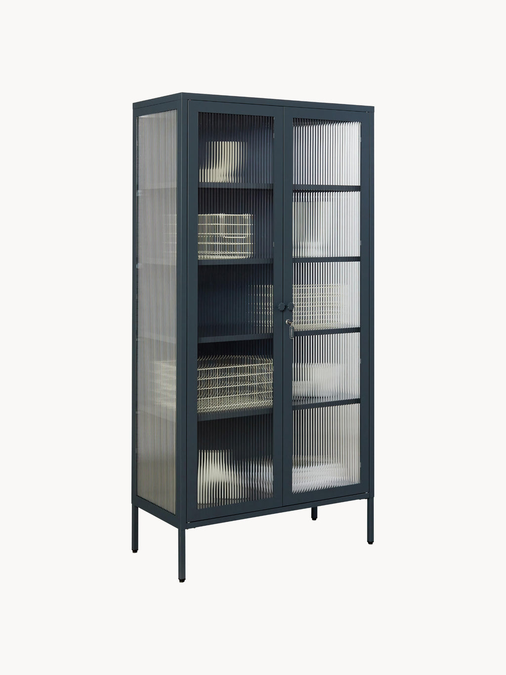 Collector Metal Display Cabinet The with Ribbed Glass