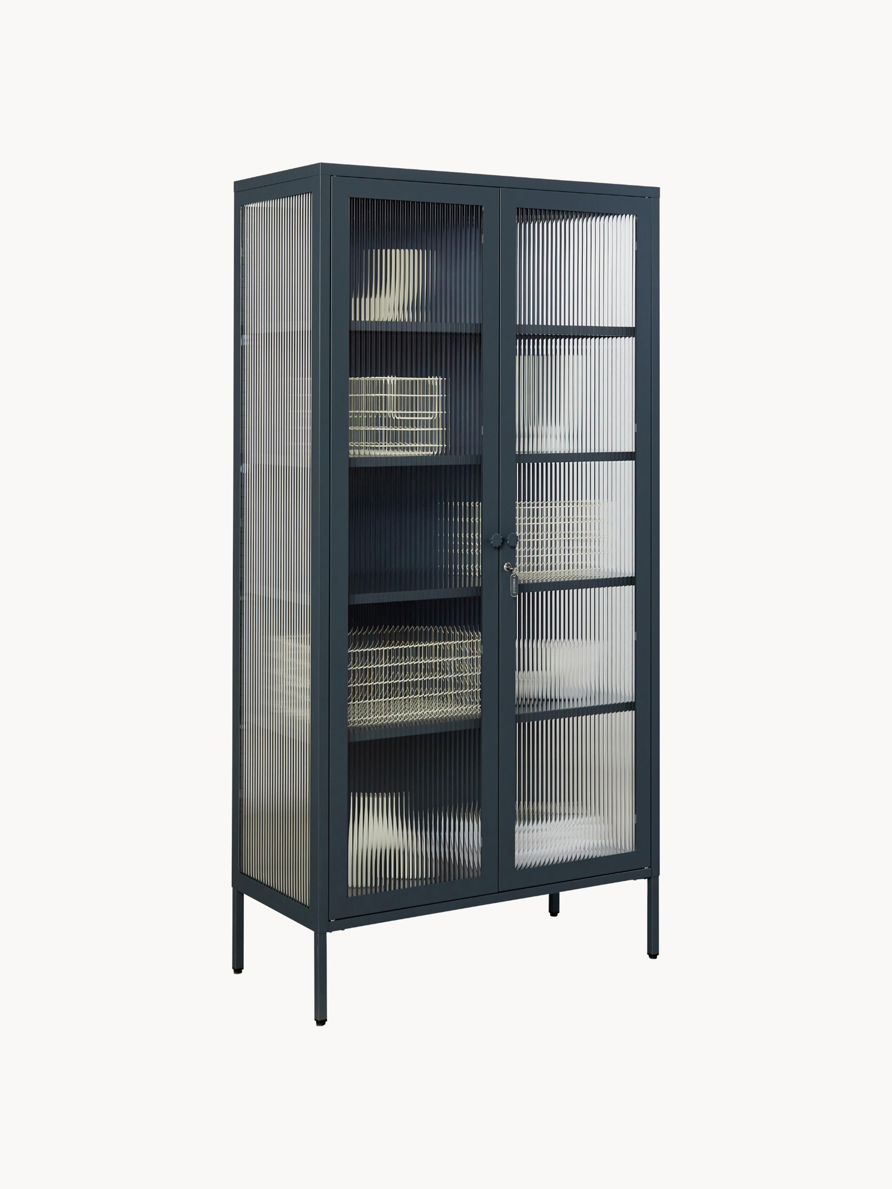 Collector Metal Display Cabinet The with Ribbed Glass
