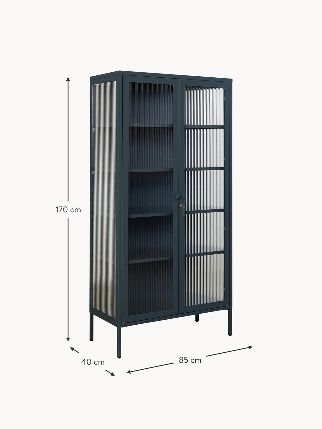 Collector Metal Display Cabinet The with Ribbed Glass