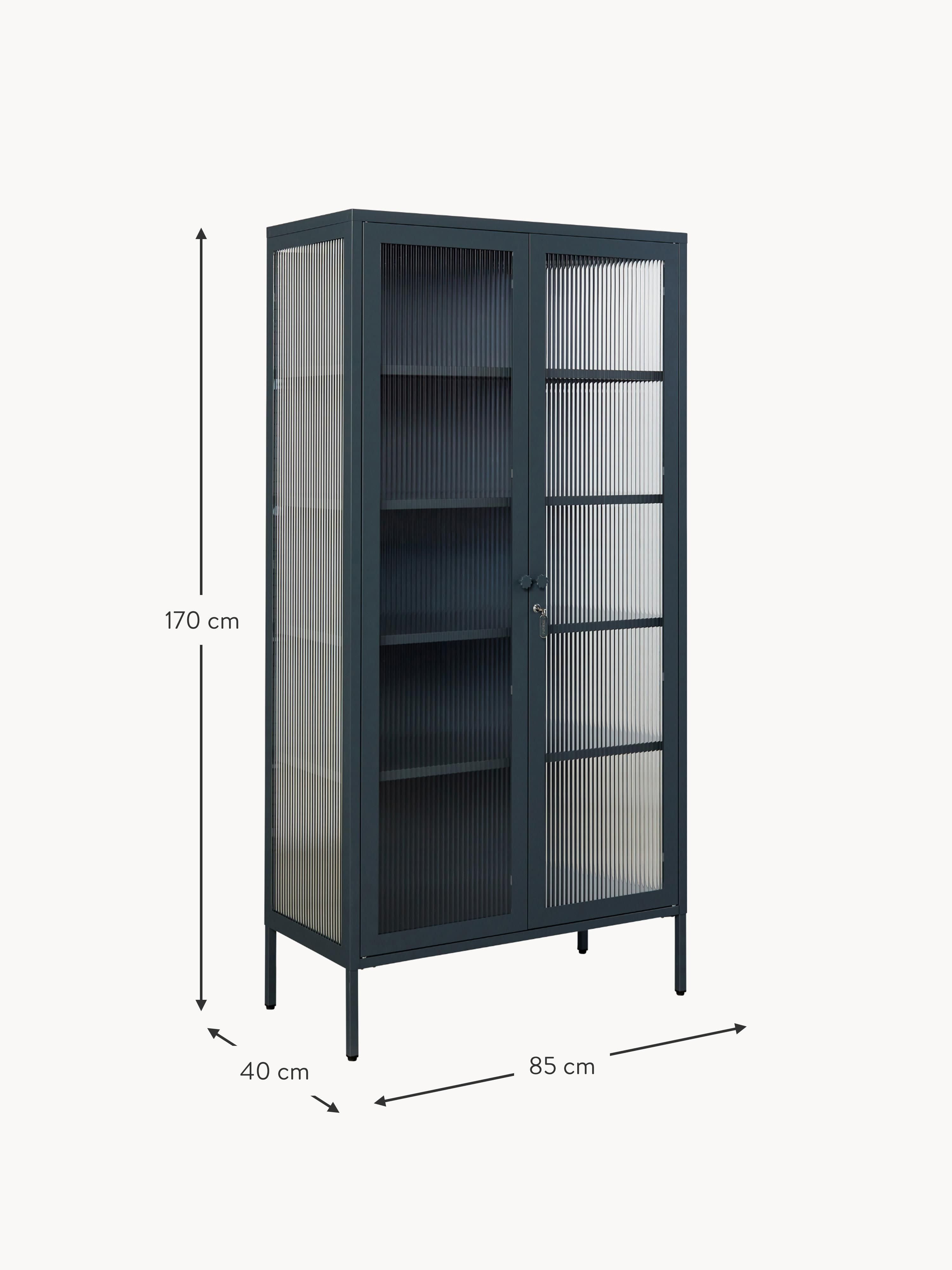 Collector Metal Display Cabinet The with Ribbed Glass