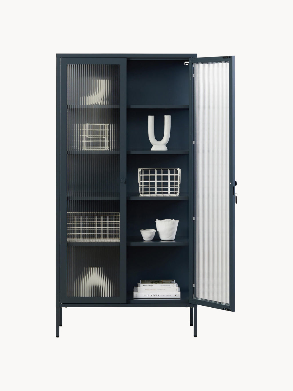 Collector Metal Display Cabinet The with Ribbed Glass