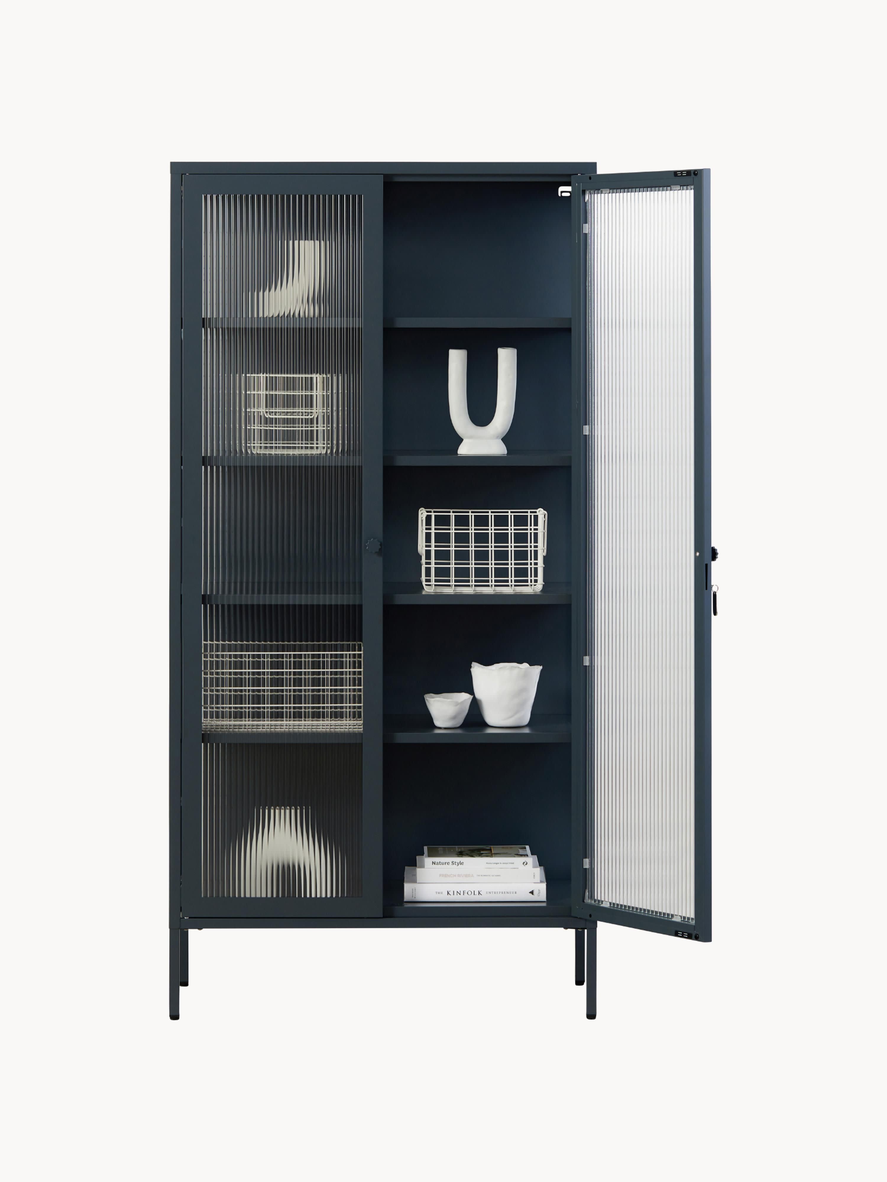 Collector Metal Display Cabinet The with Ribbed Glass