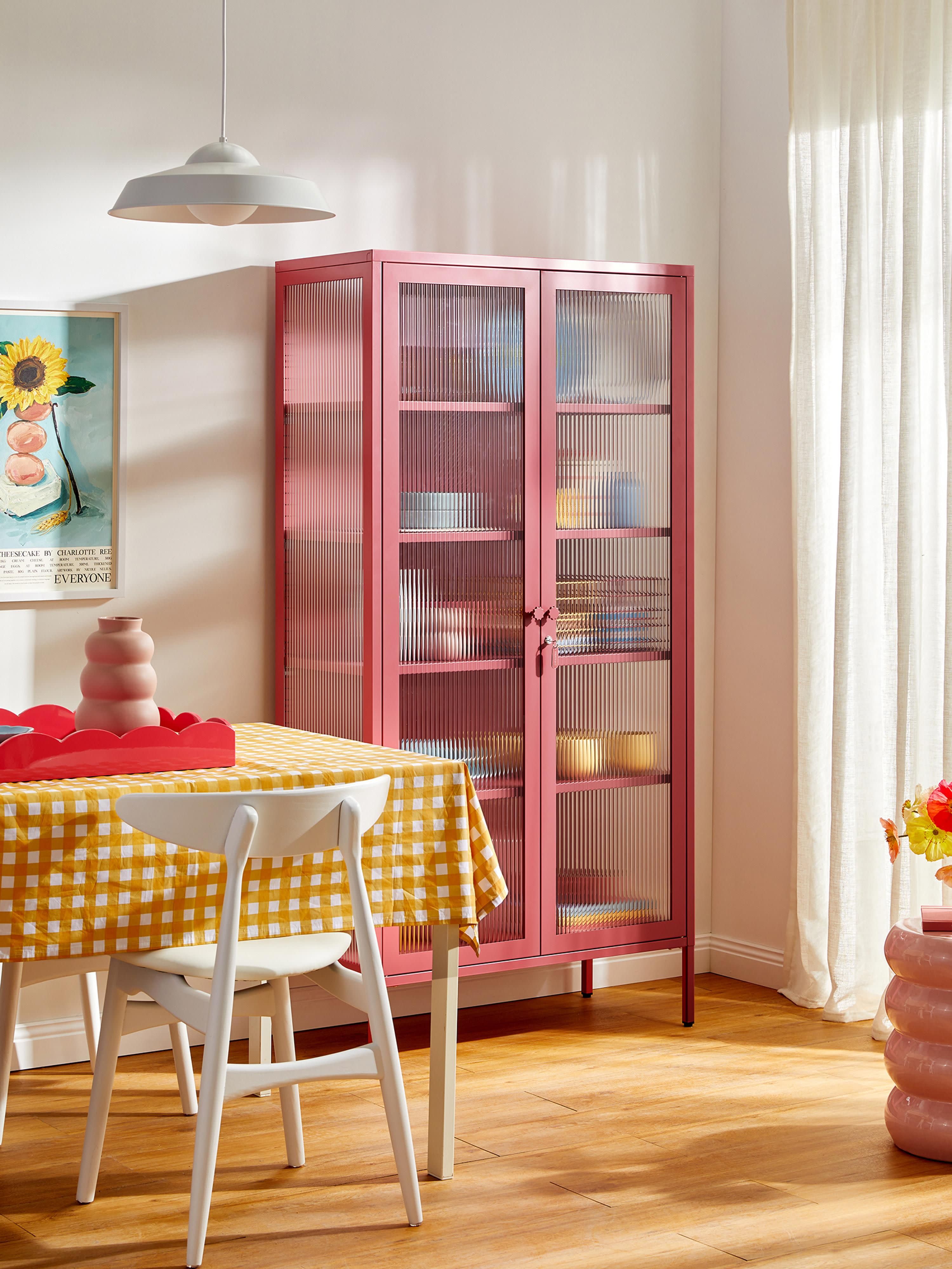 Collector Metal Display Cabinet The with Ribbed Glass