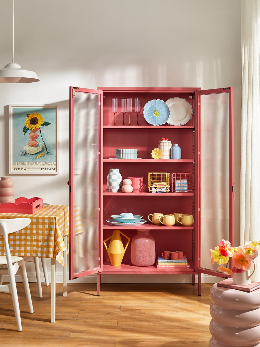 Collector Metal Display Cabinet The with Ribbed Glass