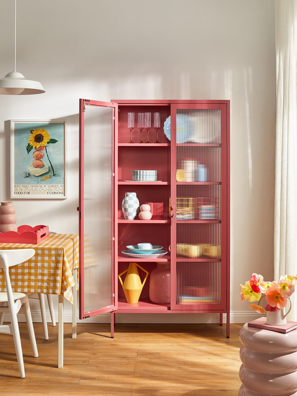 Collector Metal Display Cabinet The with Ribbed Glass