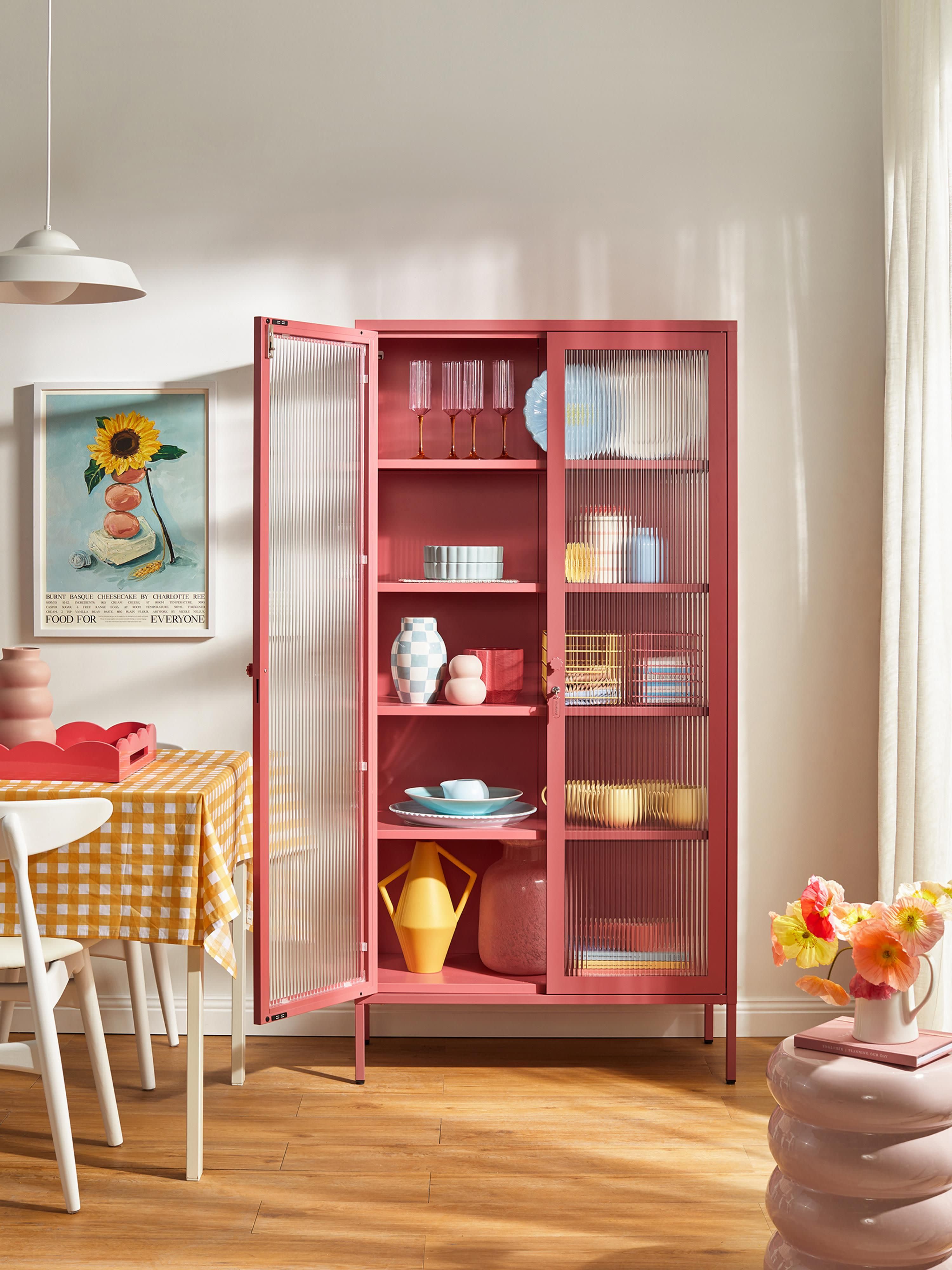 Collector Metal Display Cabinet The with Ribbed Glass