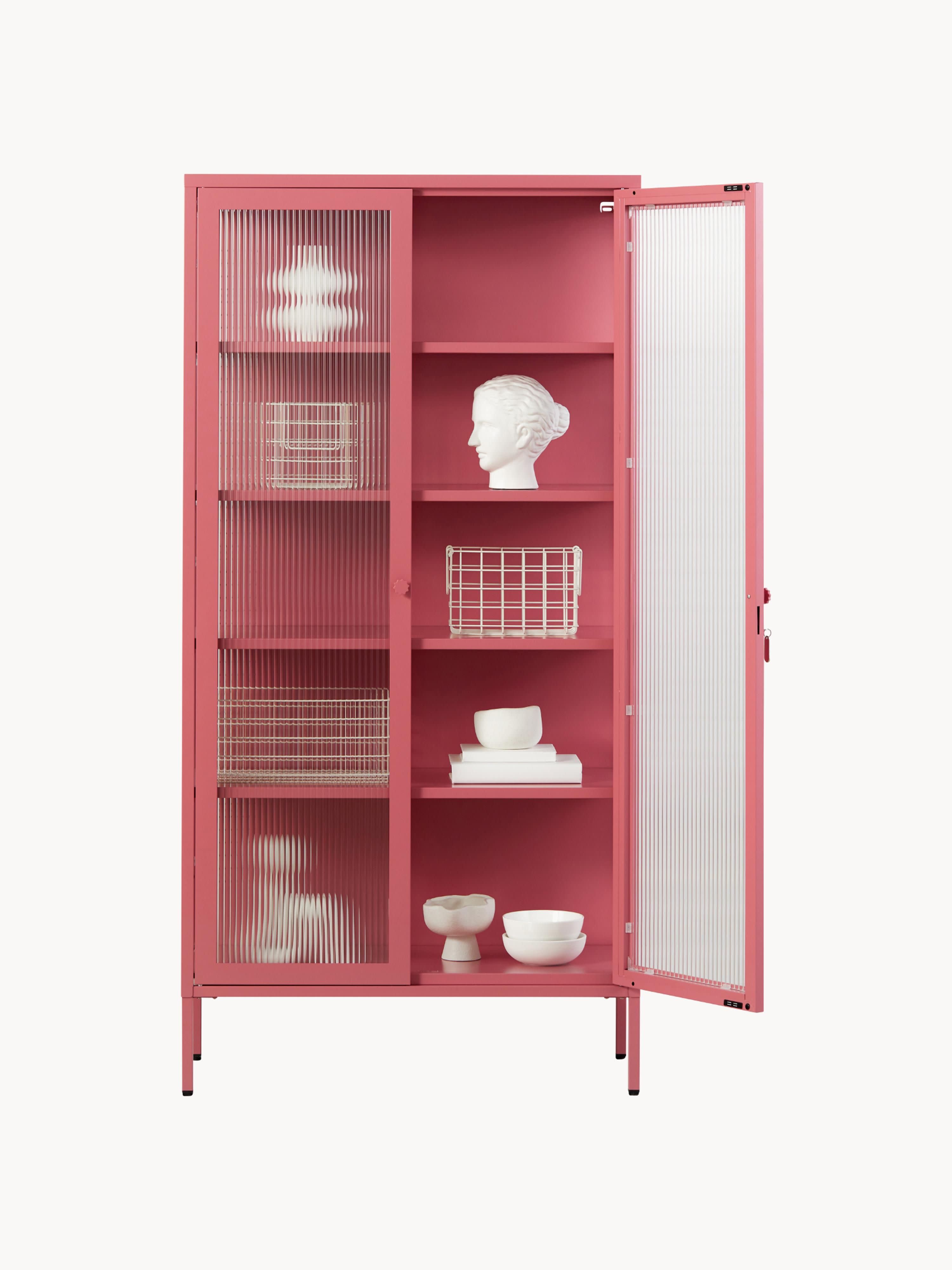 Collector Metal Display Cabinet The with Ribbed Glass