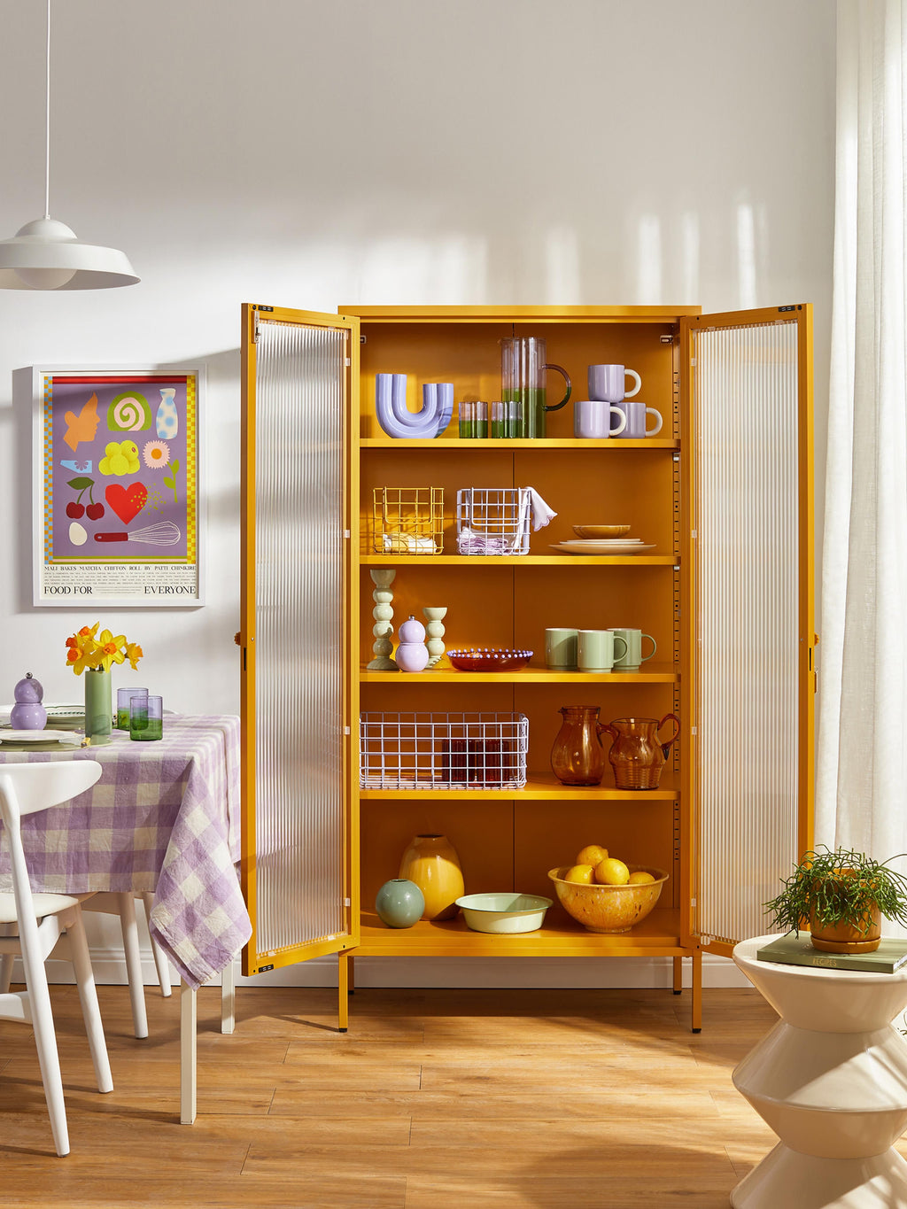 Collector Metal Display Cabinet The with Ribbed Glass