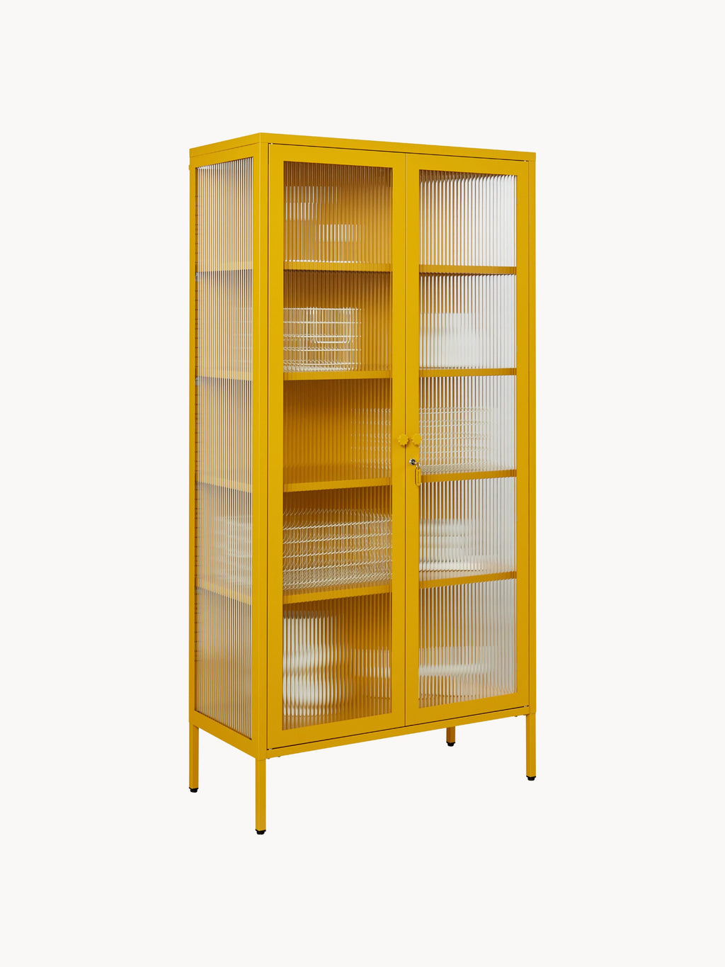 Collector Metal Display Cabinet The with Ribbed Glass