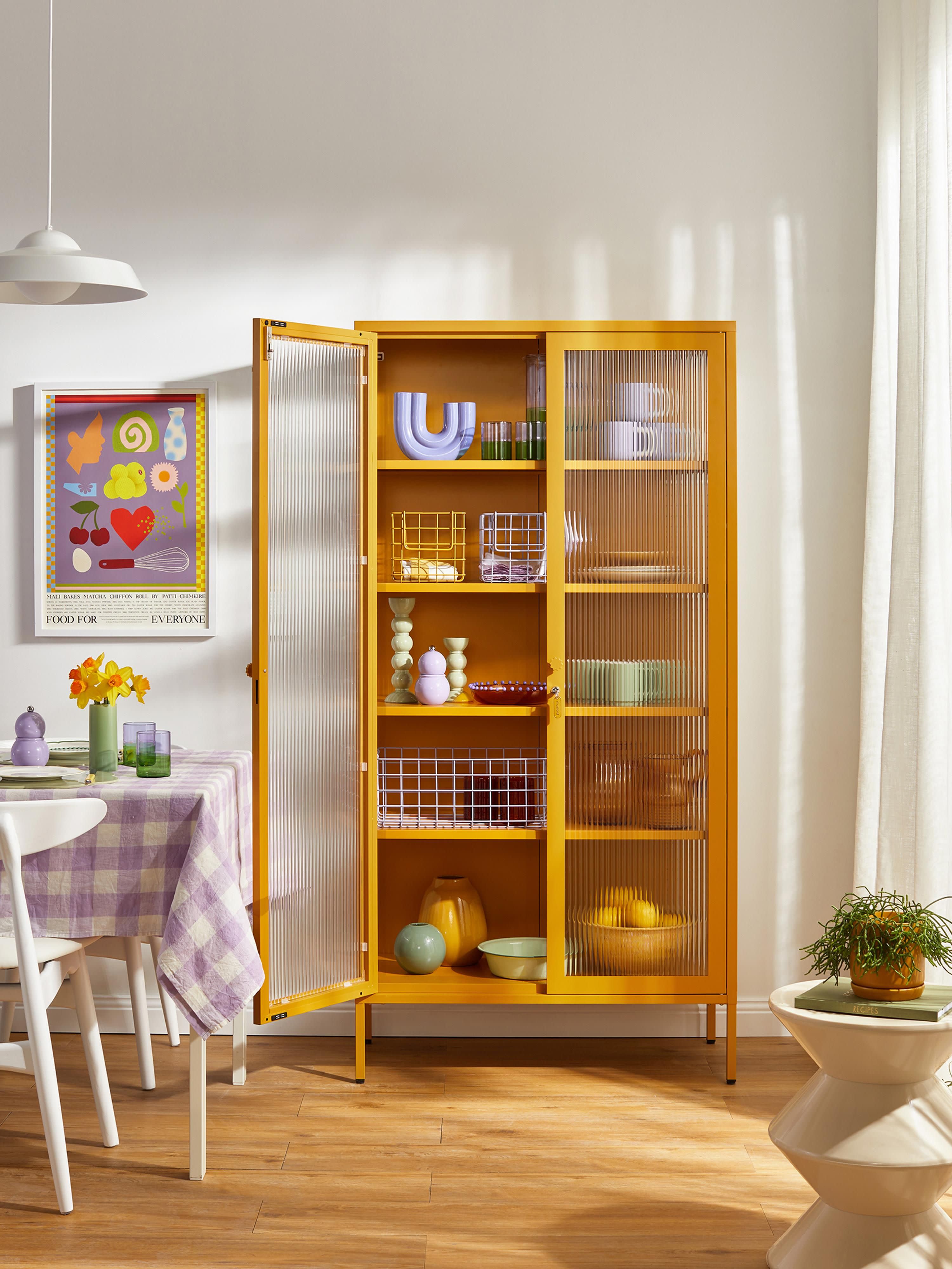 Collector Metal Display Cabinet The with Ribbed Glass
