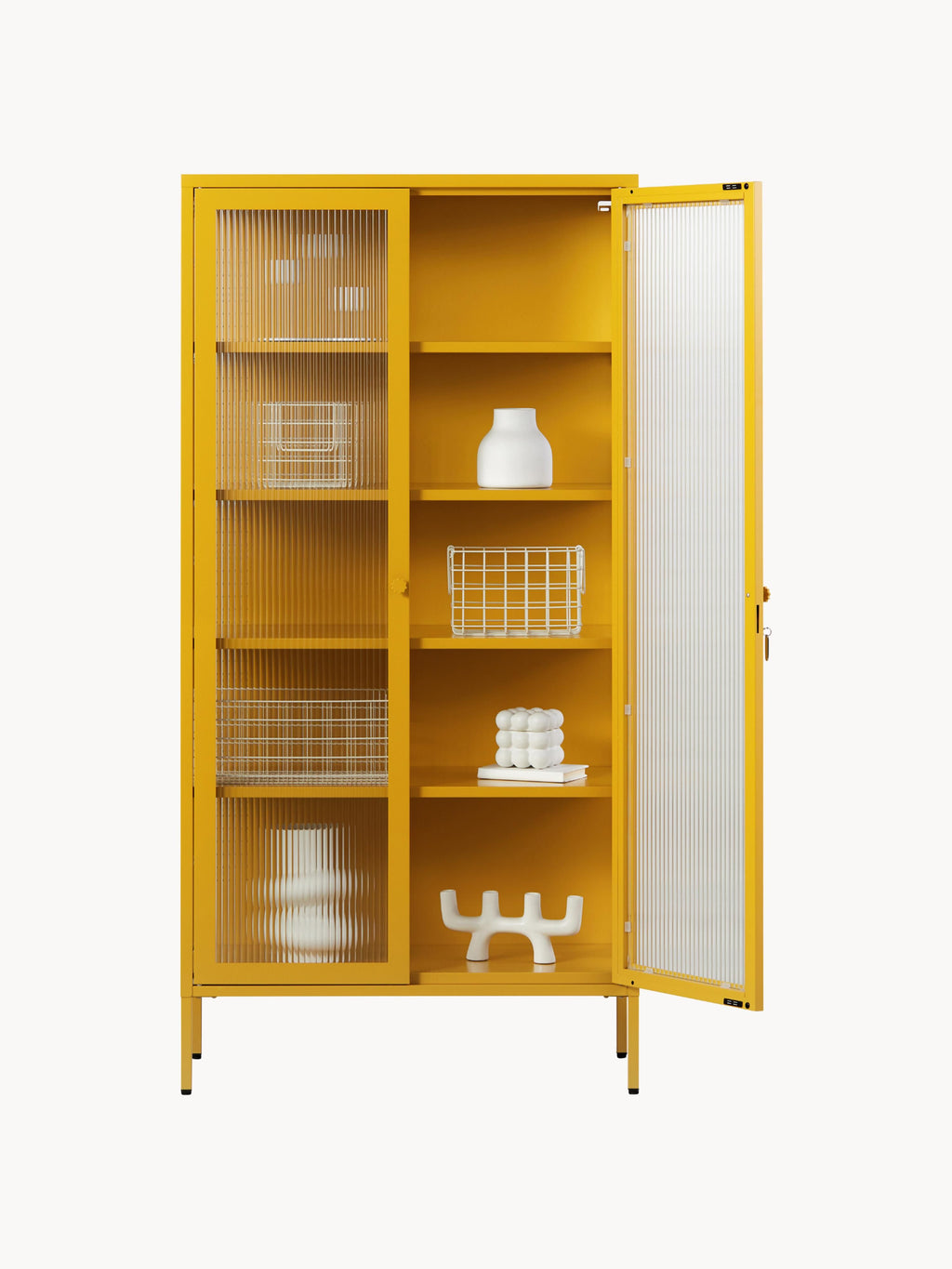 Collector Metal Display Cabinet The with Ribbed Glass