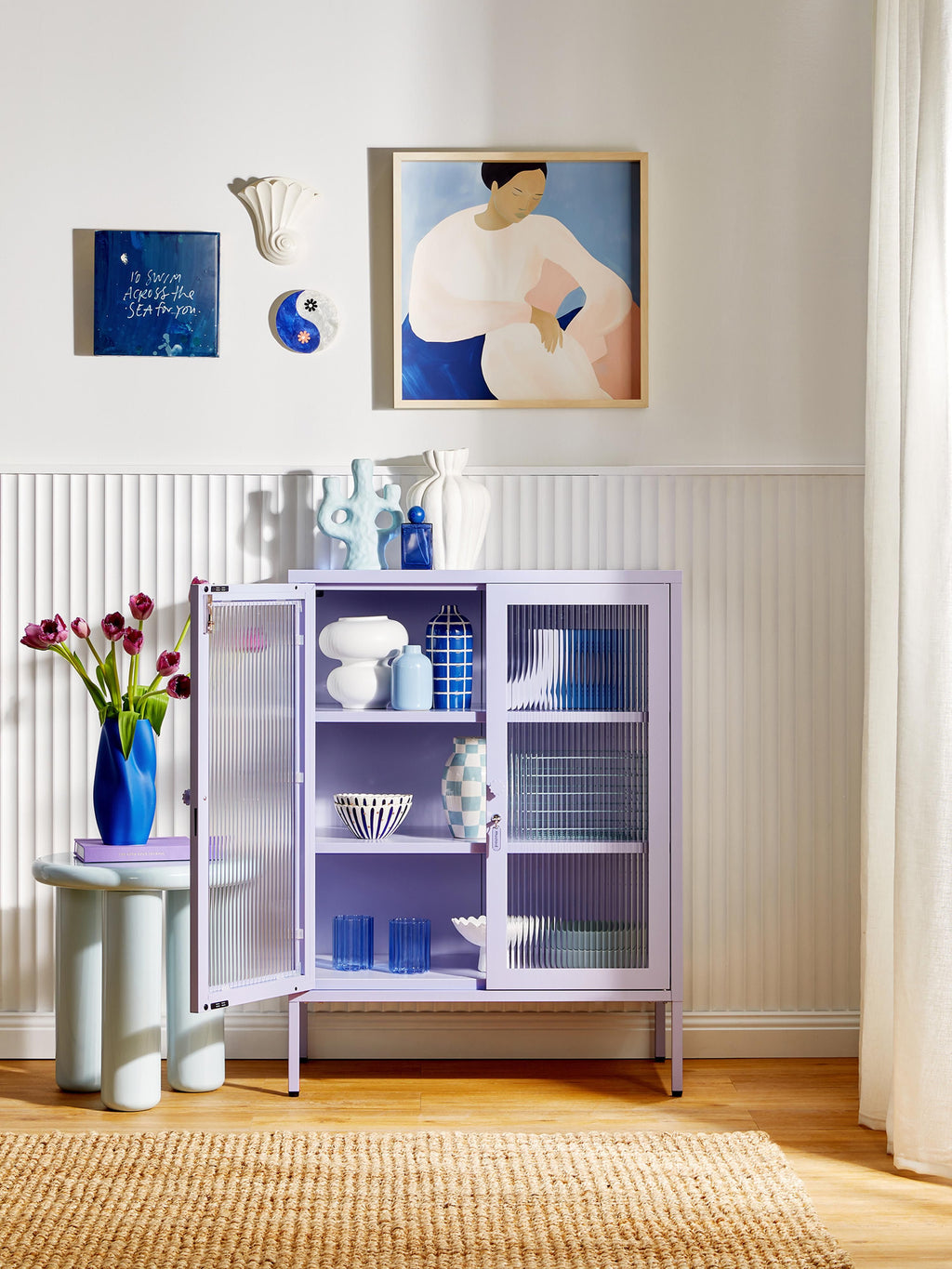 Mixer Metal Display Cabinet The with Ribbed Glass