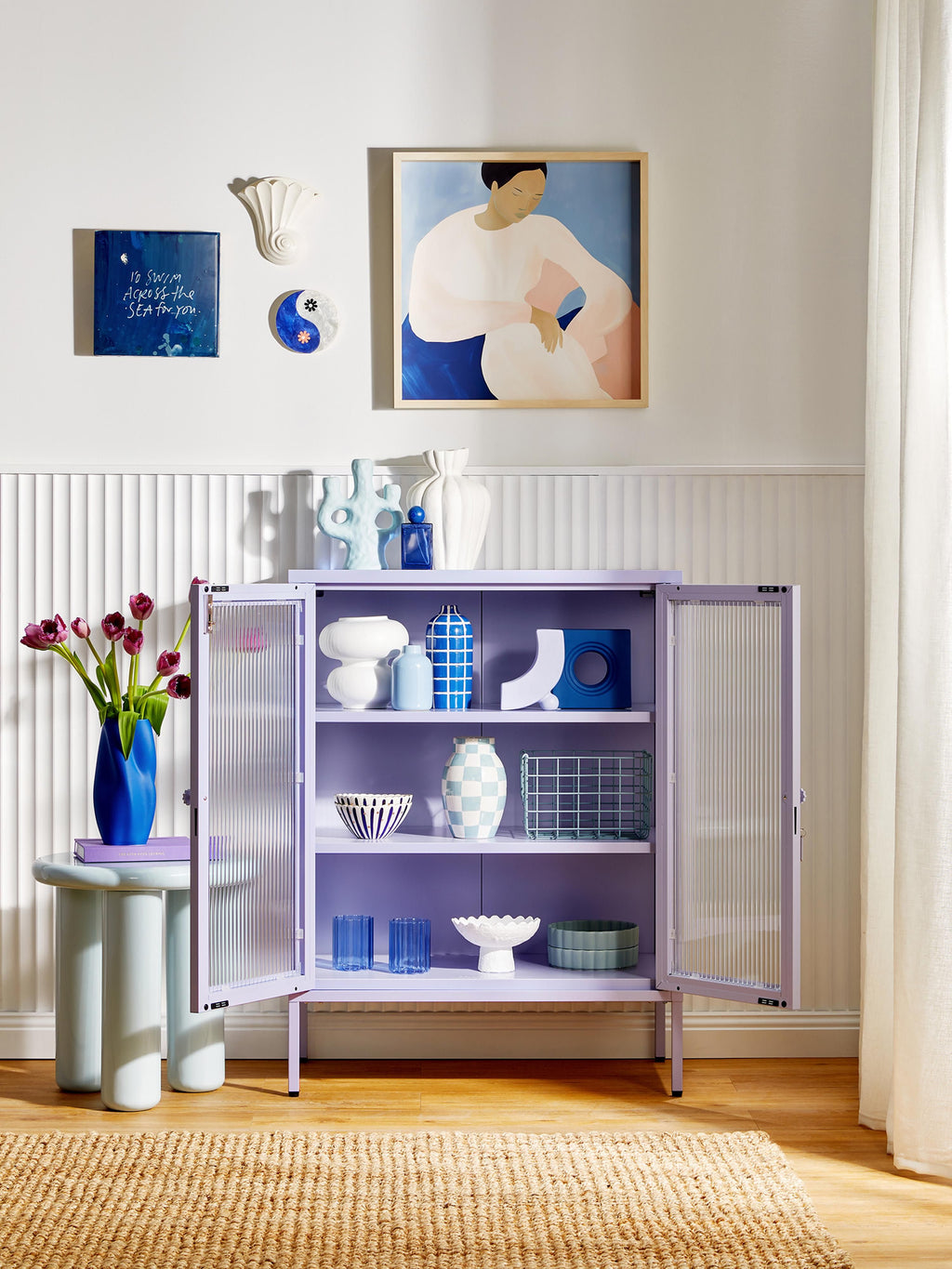Mixer Metal Display Cabinet The with Ribbed Glass