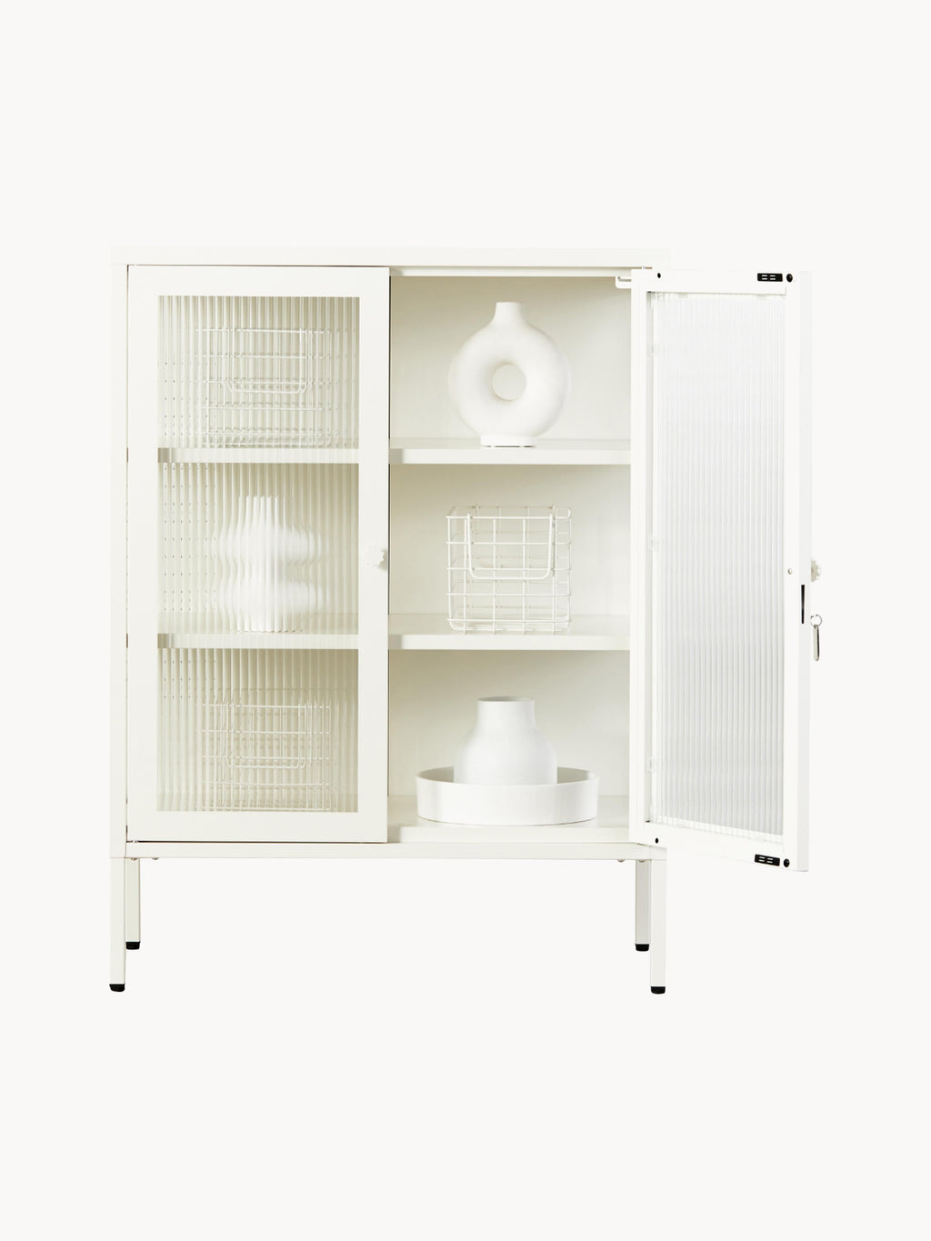 Mixer Metal Display Cabinet The with Ribbed Glass