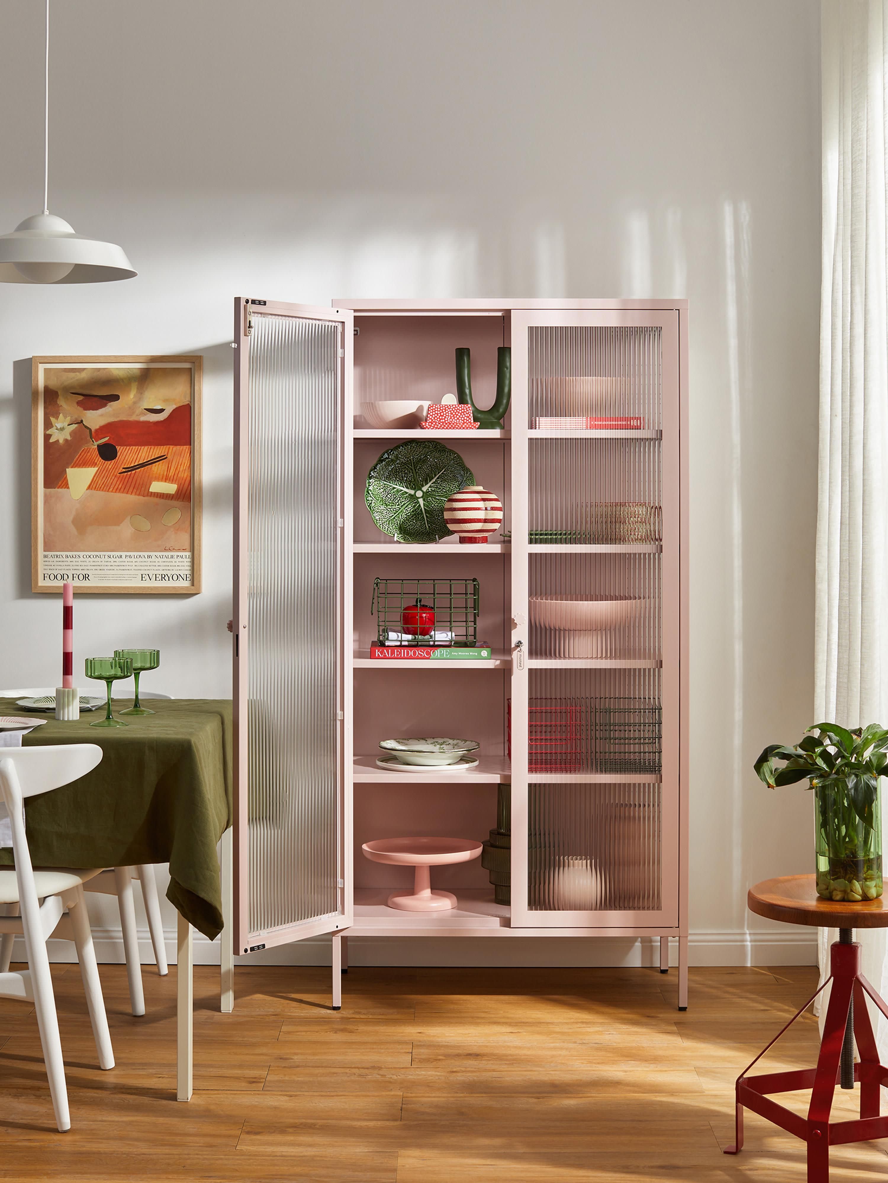 Collector Metal Display Cabinet The with Ribbed Glass