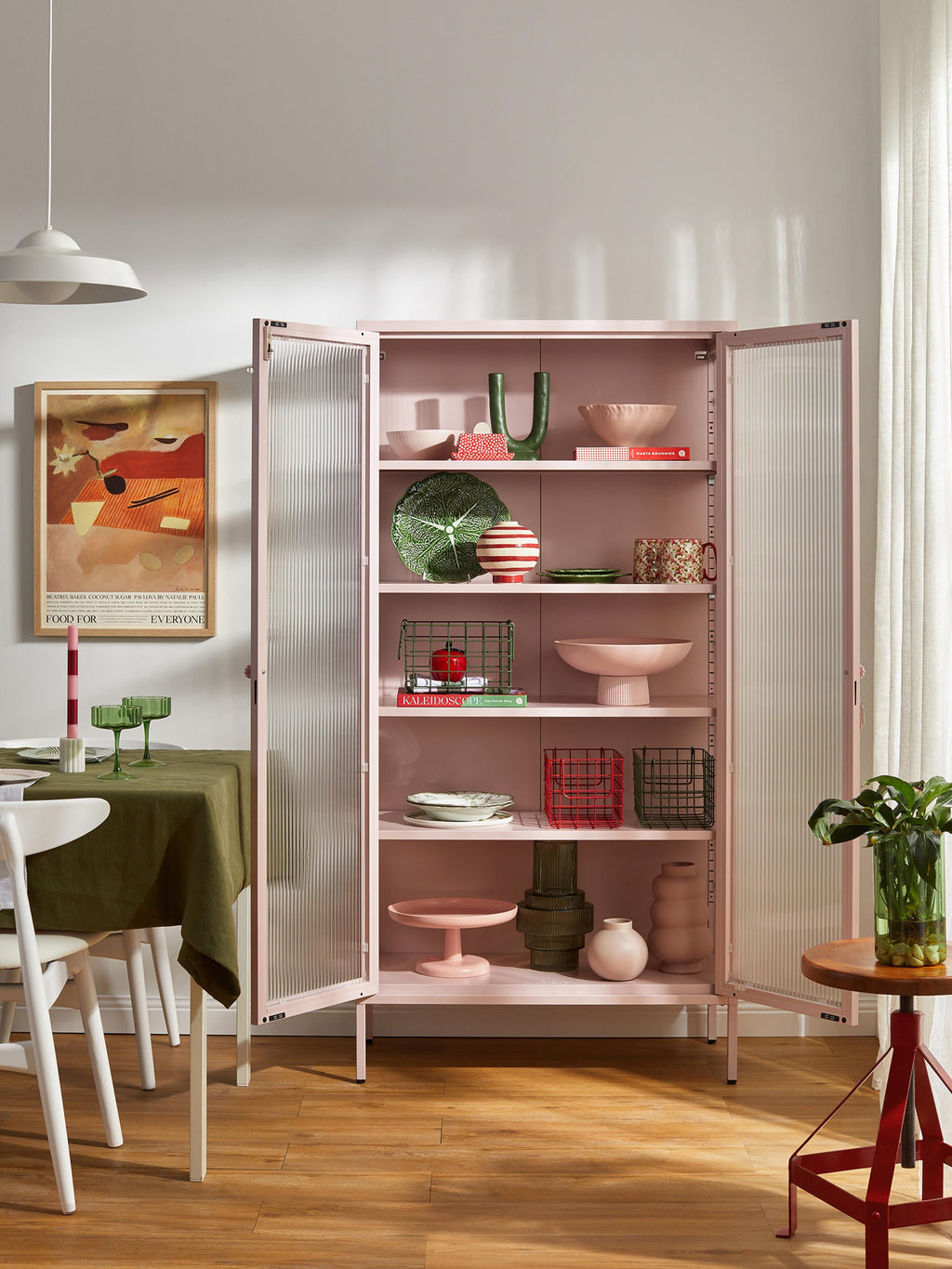 Collector Metal Display Cabinet The with Ribbed Glass