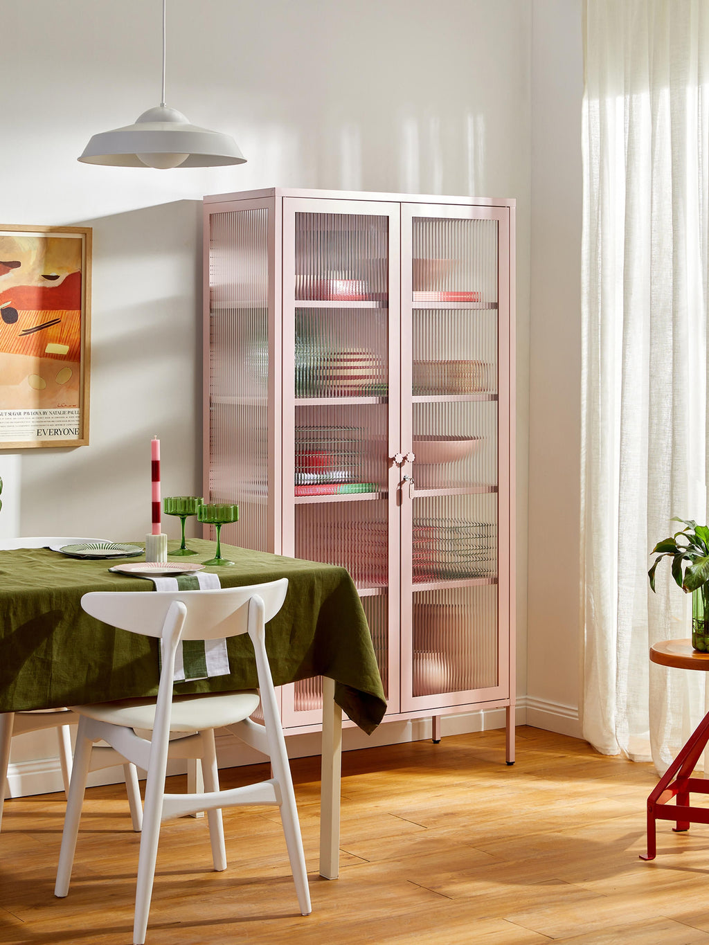 Collector Metal Display Cabinet The with Ribbed Glass