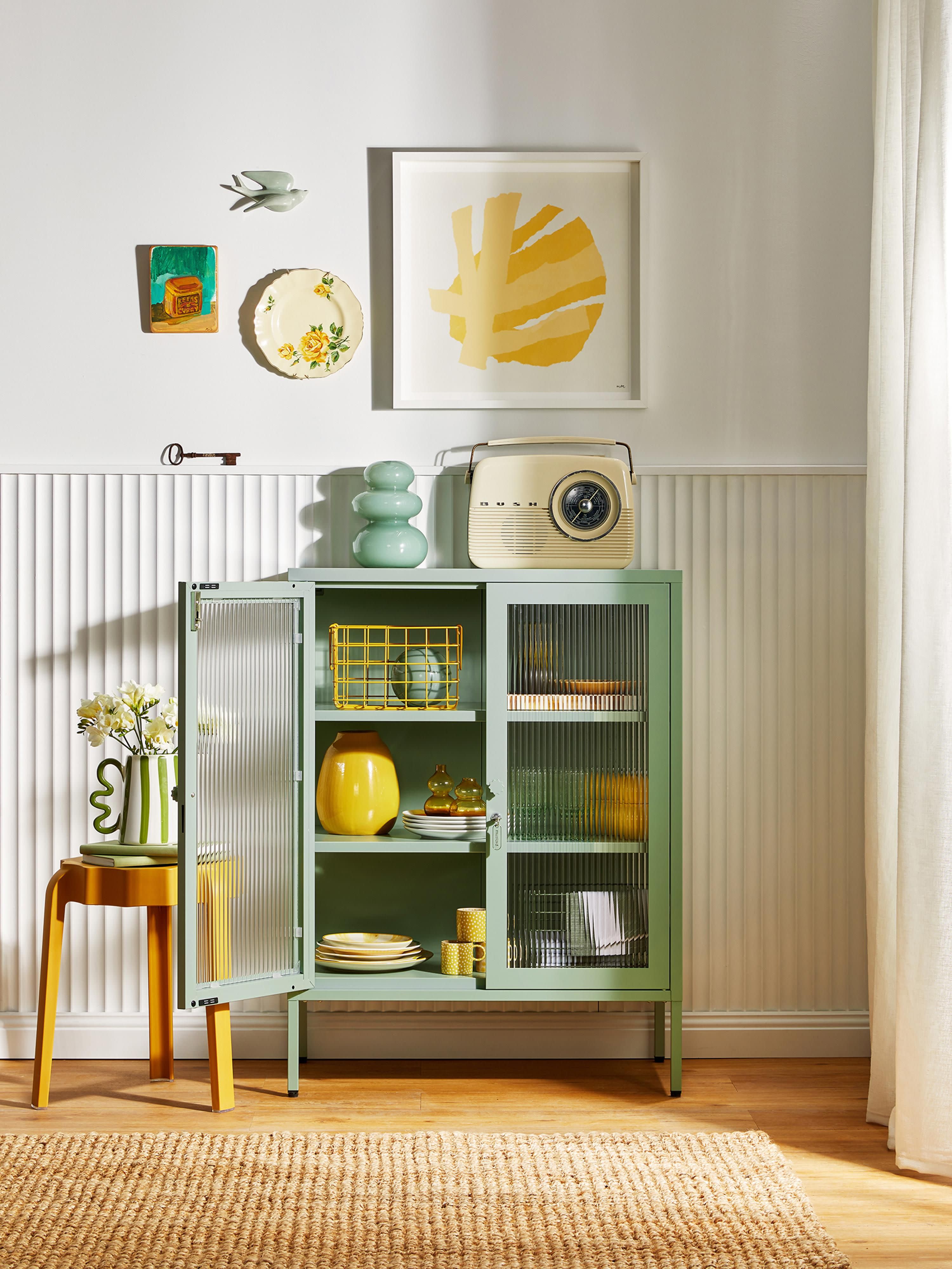Mixer Metal Display Cabinet The with Ribbed Glass
