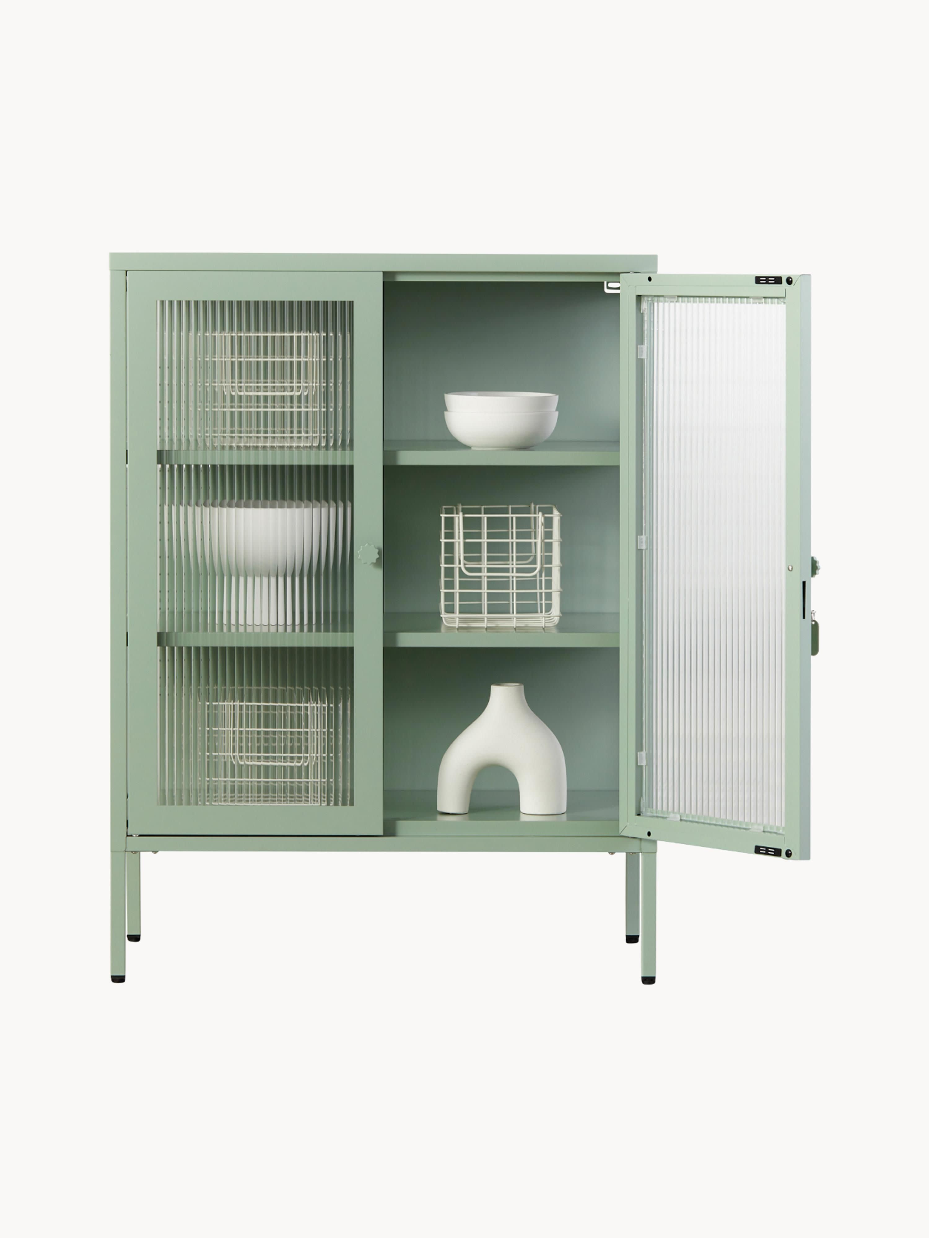 Mixer Metal Display Cabinet The with Ribbed Glass