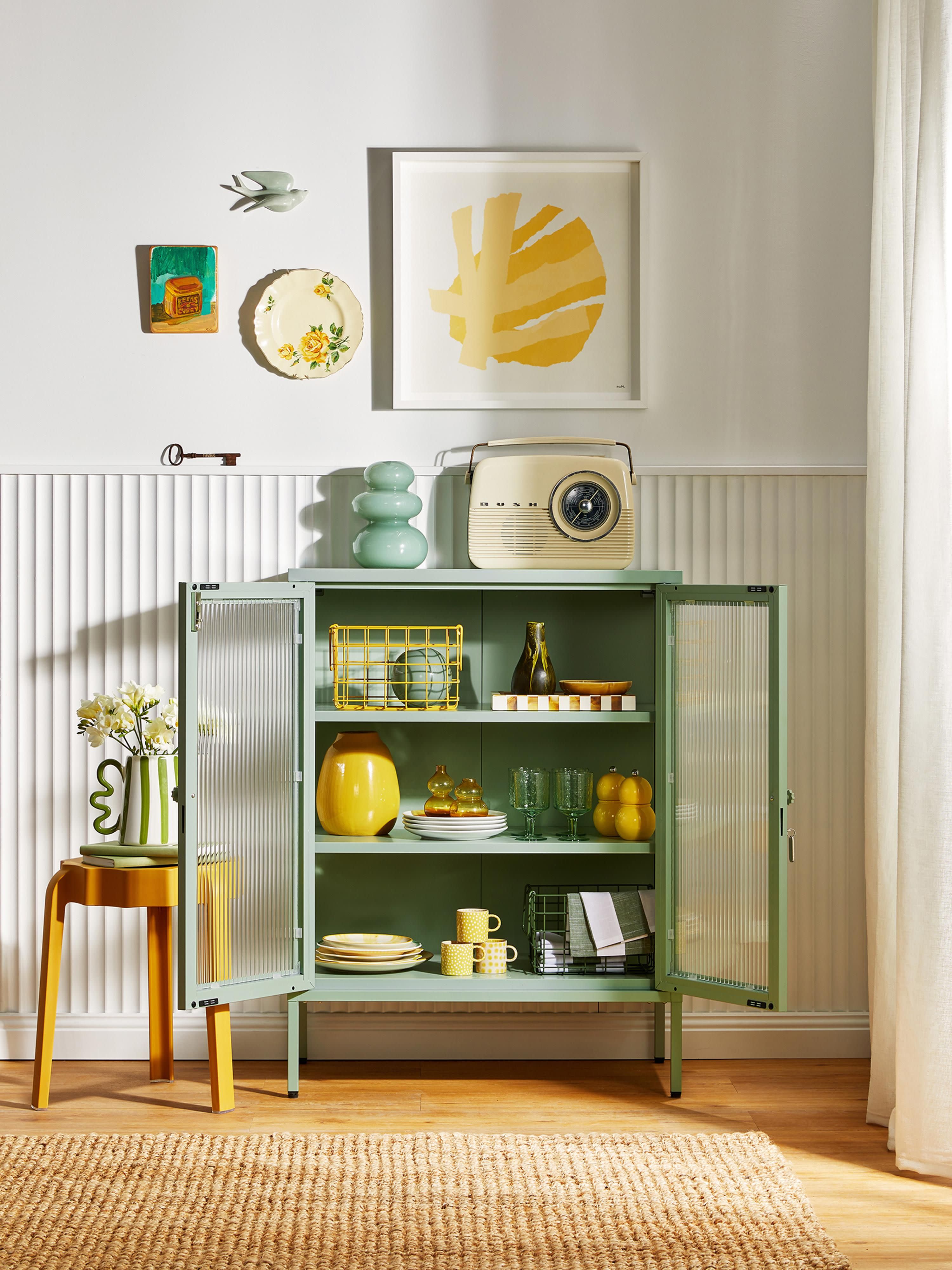 Mixer Metal Display Cabinet The with Ribbed Glass