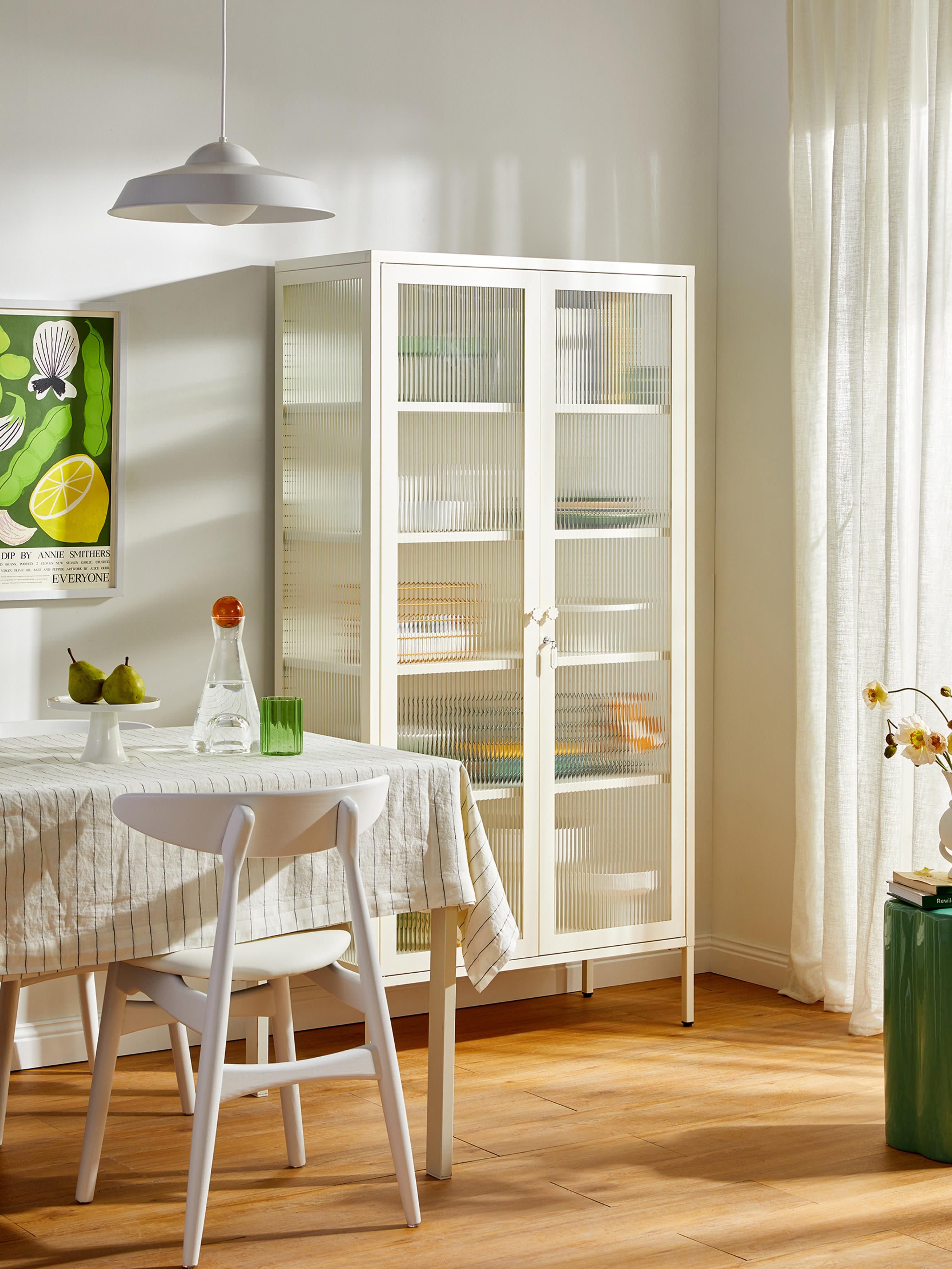 Collector Metal Display Cabinet The with Ribbed Glass